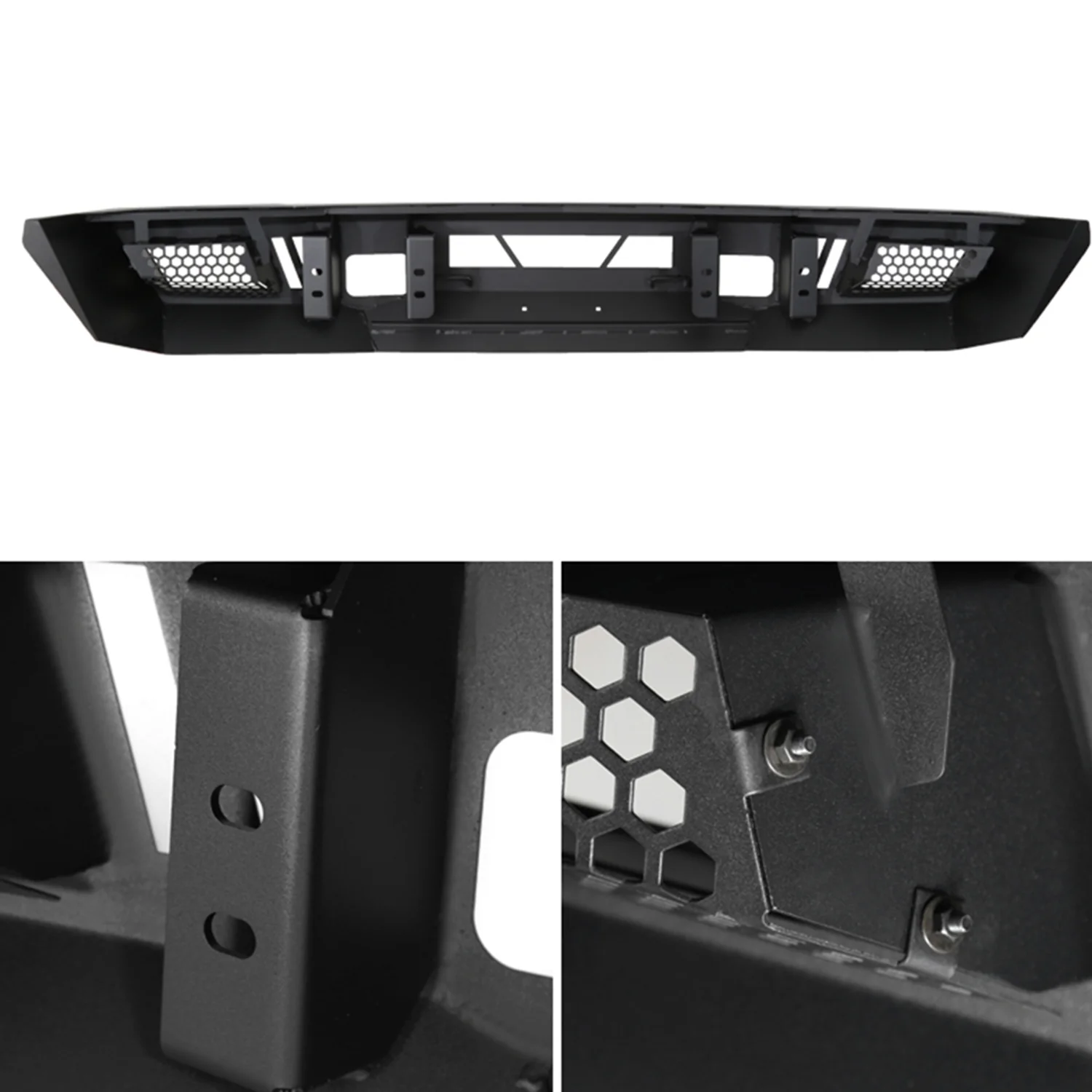 2017-2021 Ford F-250/F-350 Black Heavy Duty Steel Front Bumper LED Light Ports - Image 8