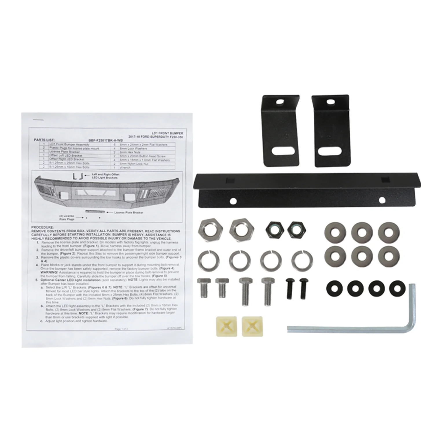 2017-2021 Ford F-250/F-350 Black Heavy Duty Steel Front Bumper LED Light Ports - Image 9