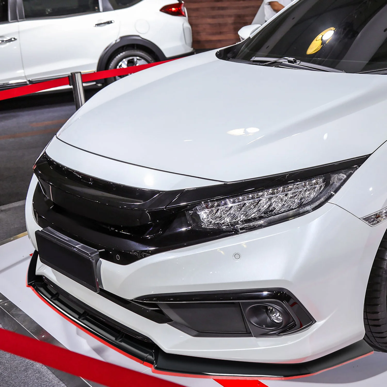 2017-2021 Honda Civic Si Glossy Black/Red Trim 3Pcs Front Bumper Lip Kit - Image 10