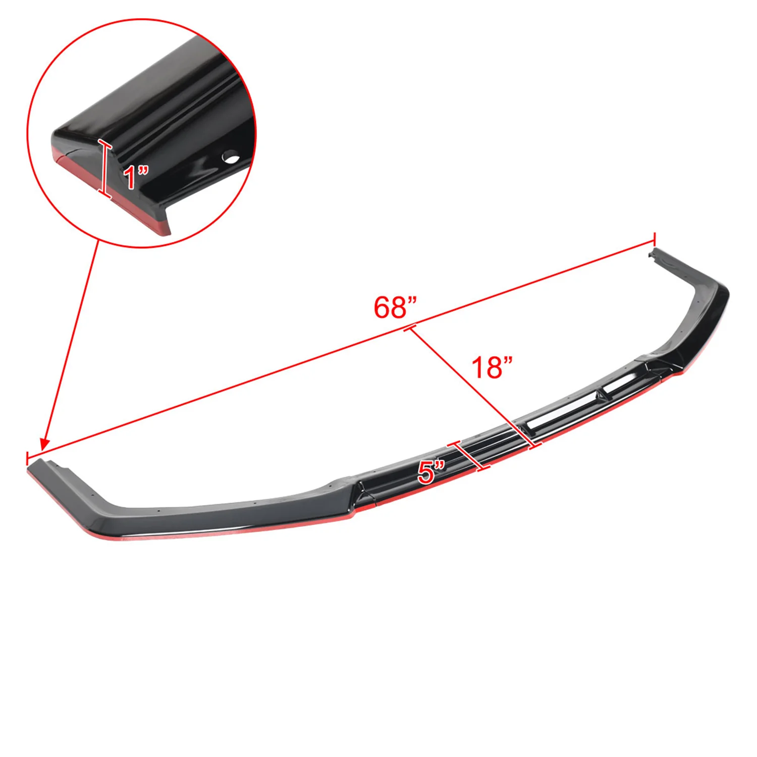 2017-2021 Honda Civic Si Glossy Black/Red Trim 3Pcs Front Bumper Lip Kit - Image 2