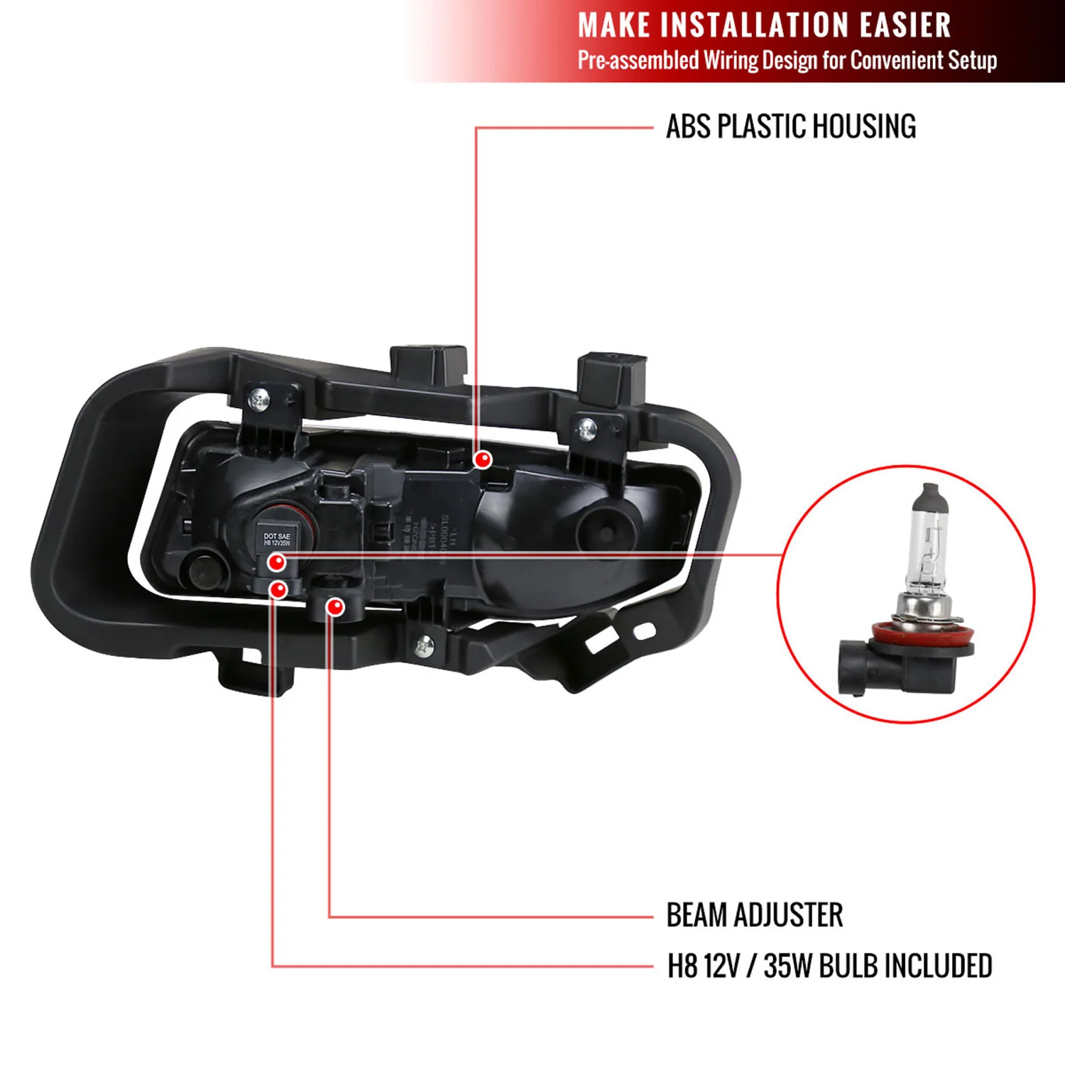 2018-2019 Nissan Kicks H8 Fog Lights Kit Chrome Housing/Clear Lens - Image 8