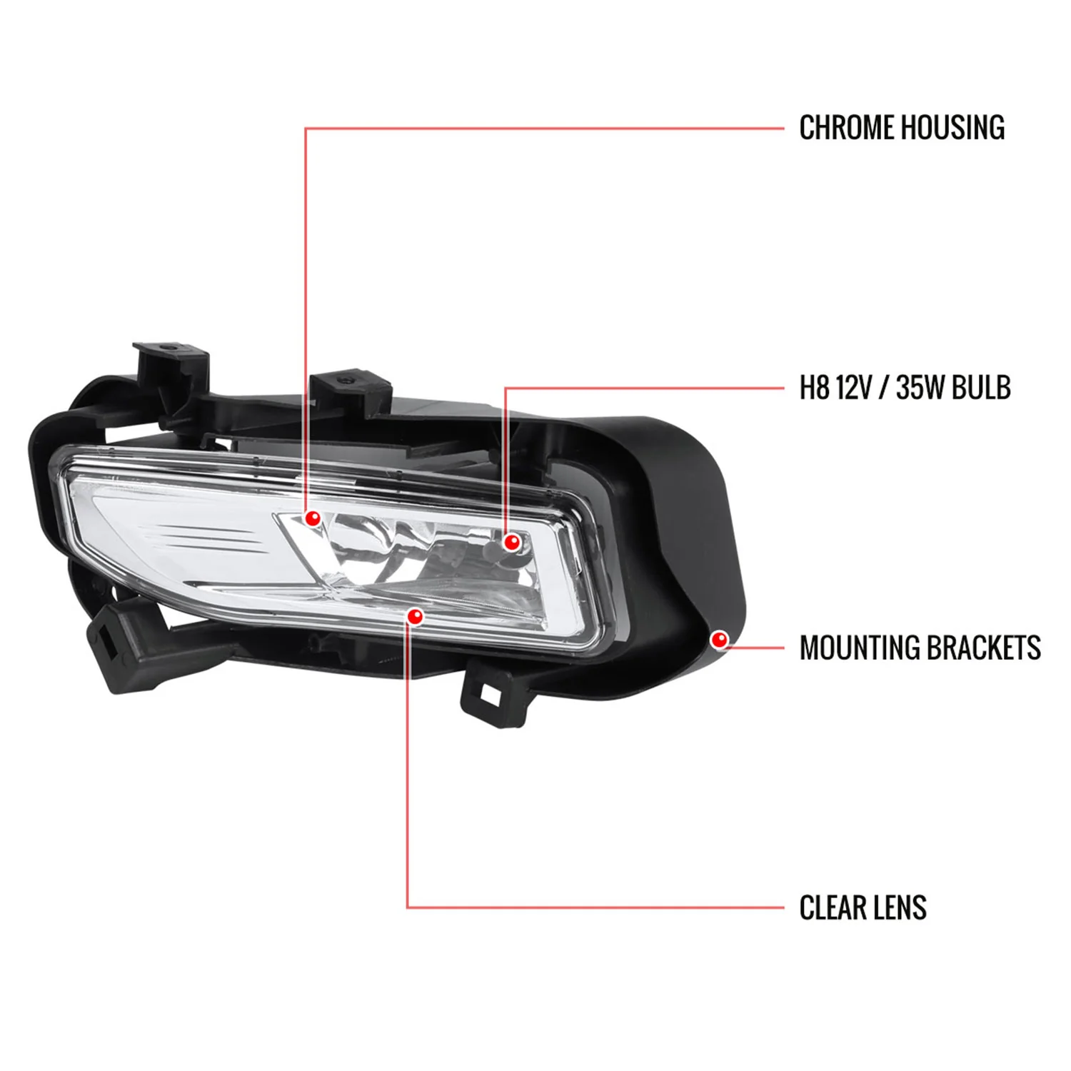 2018-2019 Nissan Kicks H8 Fog Lights Kit Chrome Housing/Clear Lens - Image 9