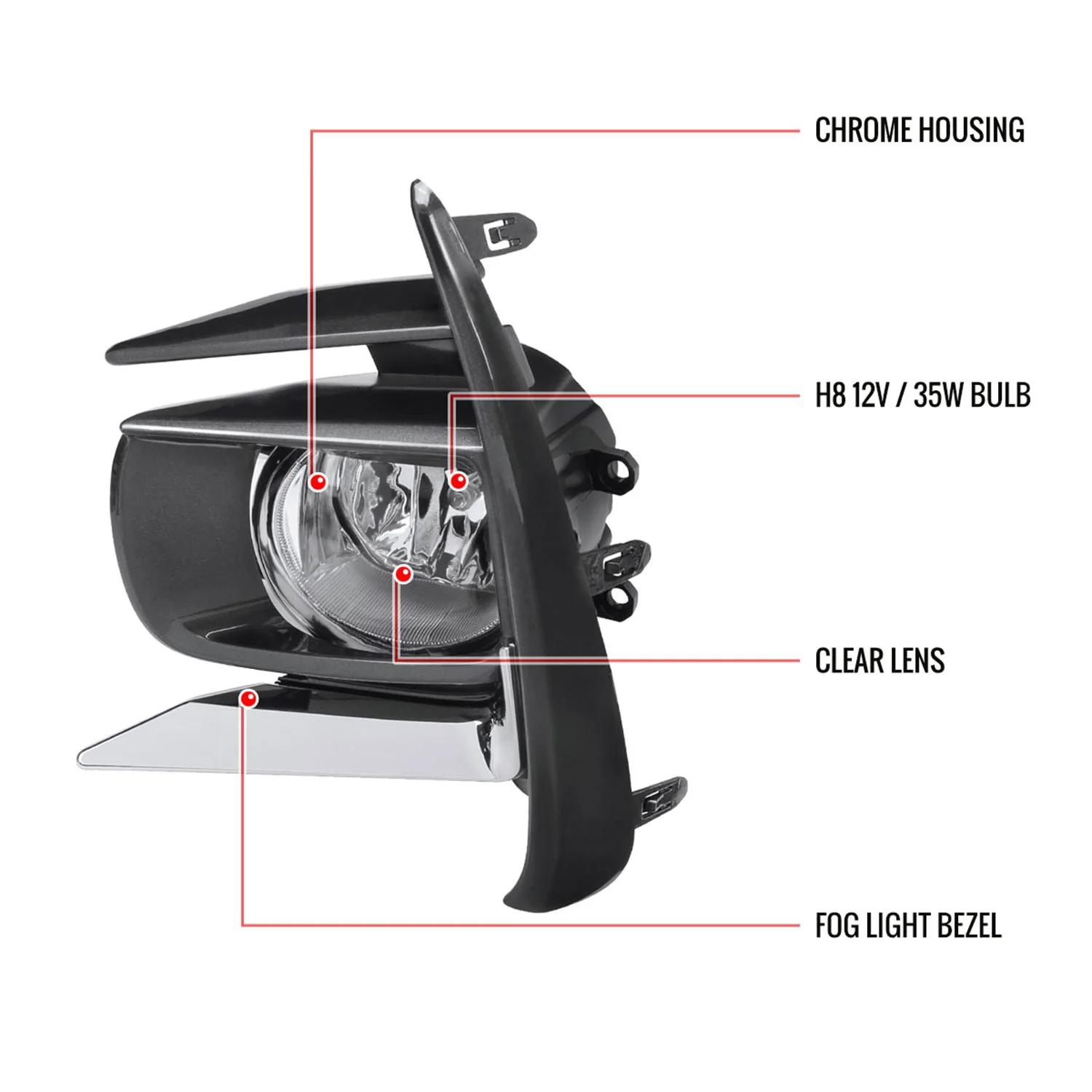 2018-2019 Toyota Sienna 12V/55W H11 Fog Lights Kit - HZ Chrome/Clear Lens - Image 9