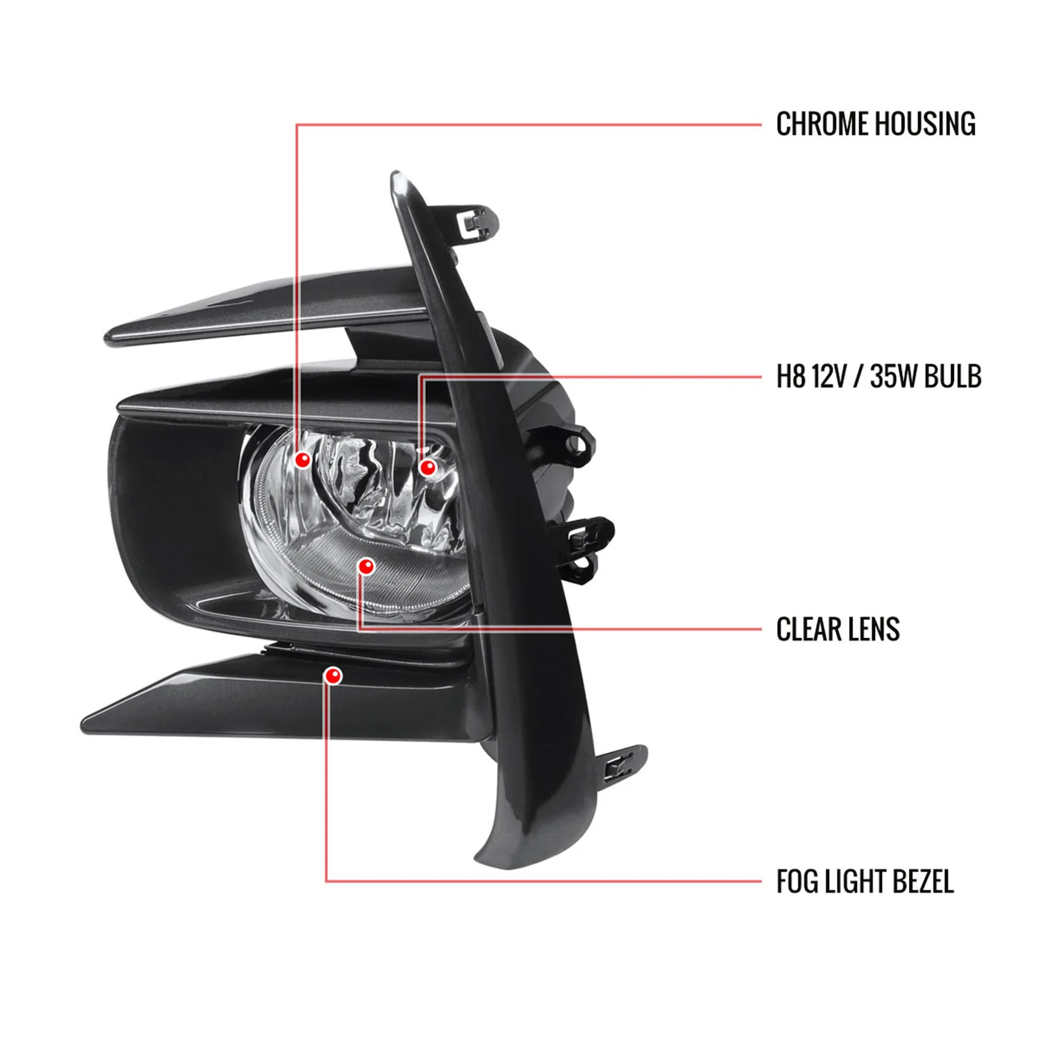 2018-2019 Toyota Sienna H11 Fog Lights Kit Chrome Housing/Clear Lens - Image 9