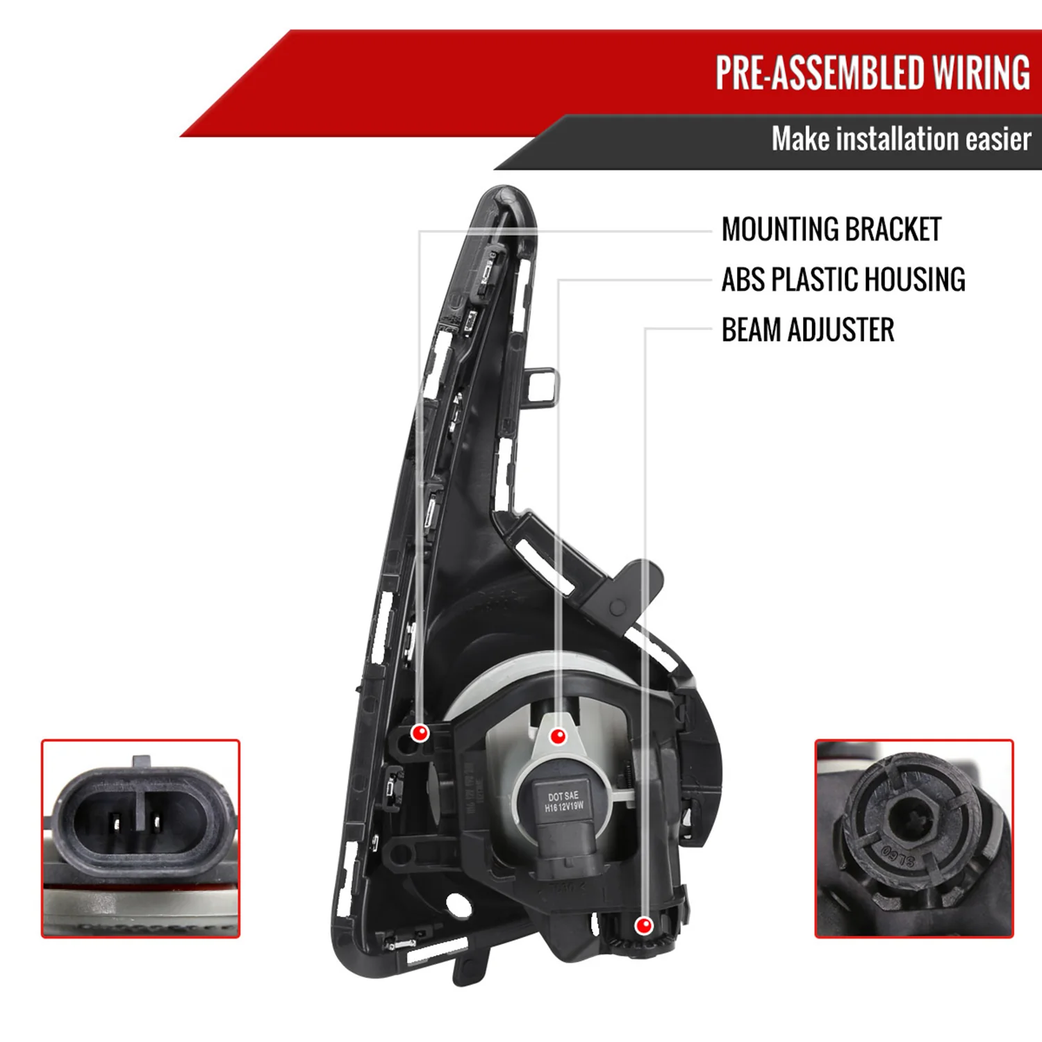 2018-2019 Toyota Yaris H16 Fog Lights Kit Chrome Housing/Clear Lens - Image 8