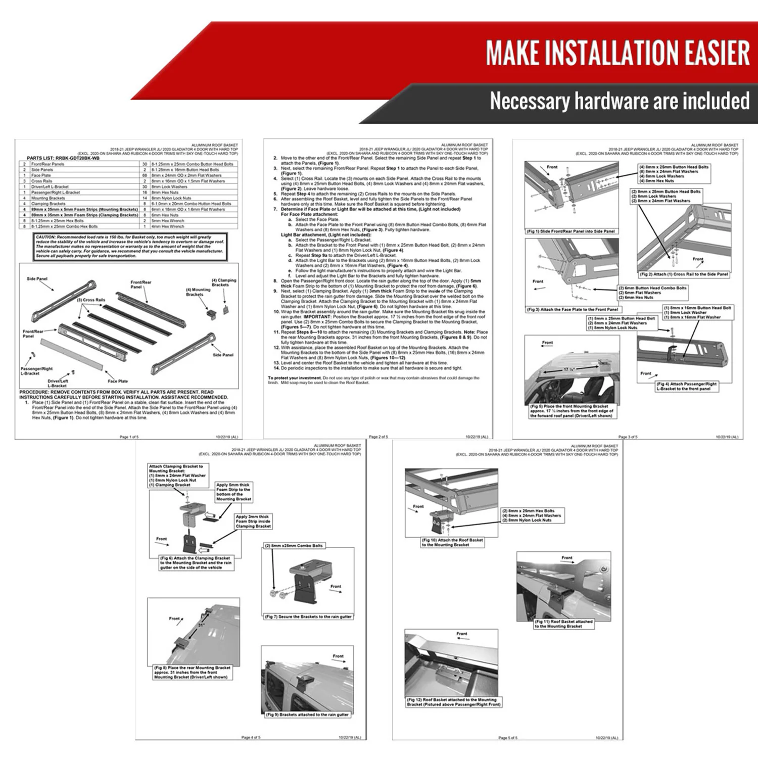 2018-2022 Jeep Wrangler JL/2020-2022 Jeep Gladiator Roof Rack Cargo Carrier - Image 9
