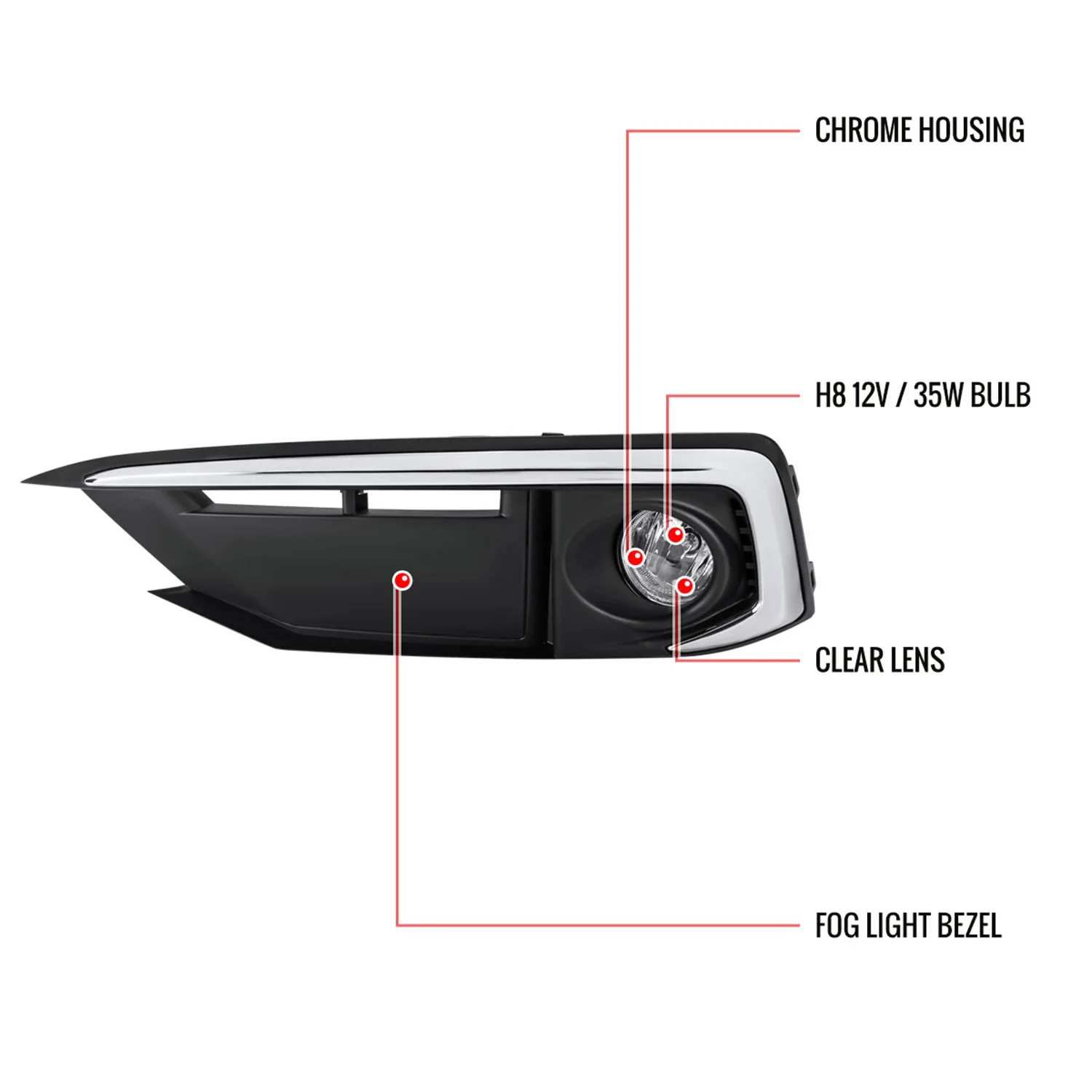 2019-2020 Honda Civic Sedan/Coupe H8 Fog Lights Kit Chrome/Clear Lens - Image 9