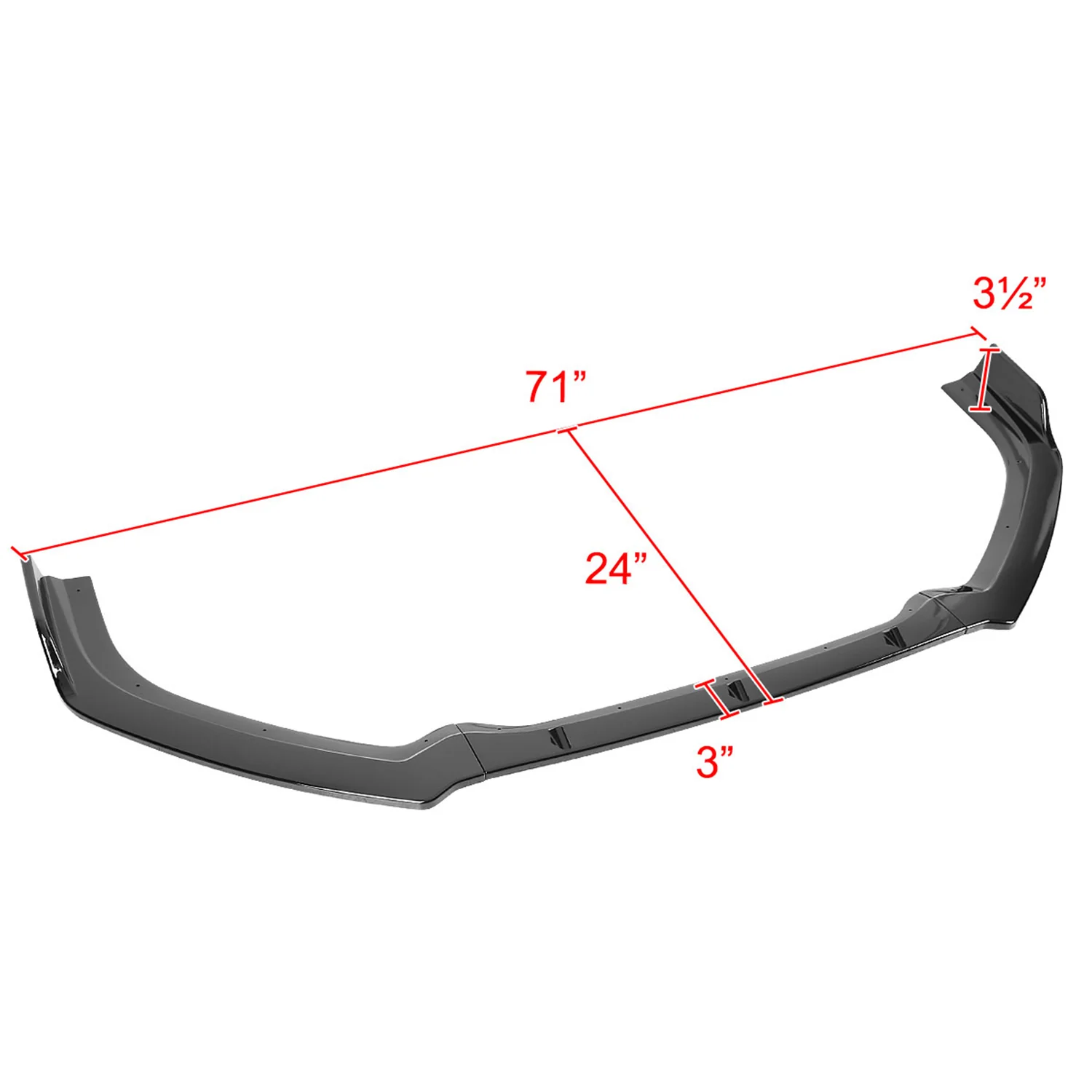 2019-2020 Nissan Altima Sedan Glossy Black Polypropylene 3Pcs Bumper Lip - Image 2
