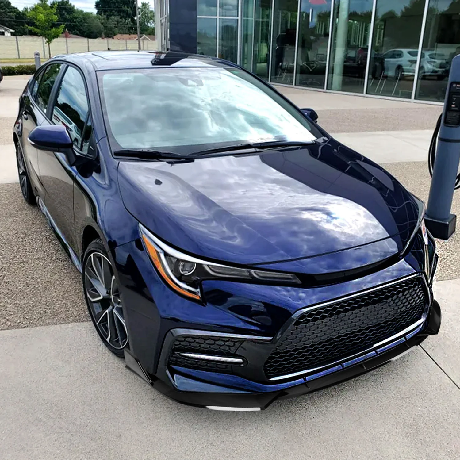 2019-2020 Toyota Corolla Sedan Glossy Black Polypropylen 3Pcs Bumper Lip - Image 10