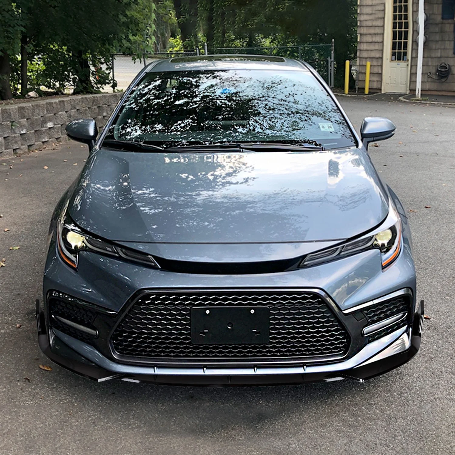 2019-2020 Toyota Corolla Sedan Glossy Black Polypropylen 3Pcs Bumper Lip - Image 9