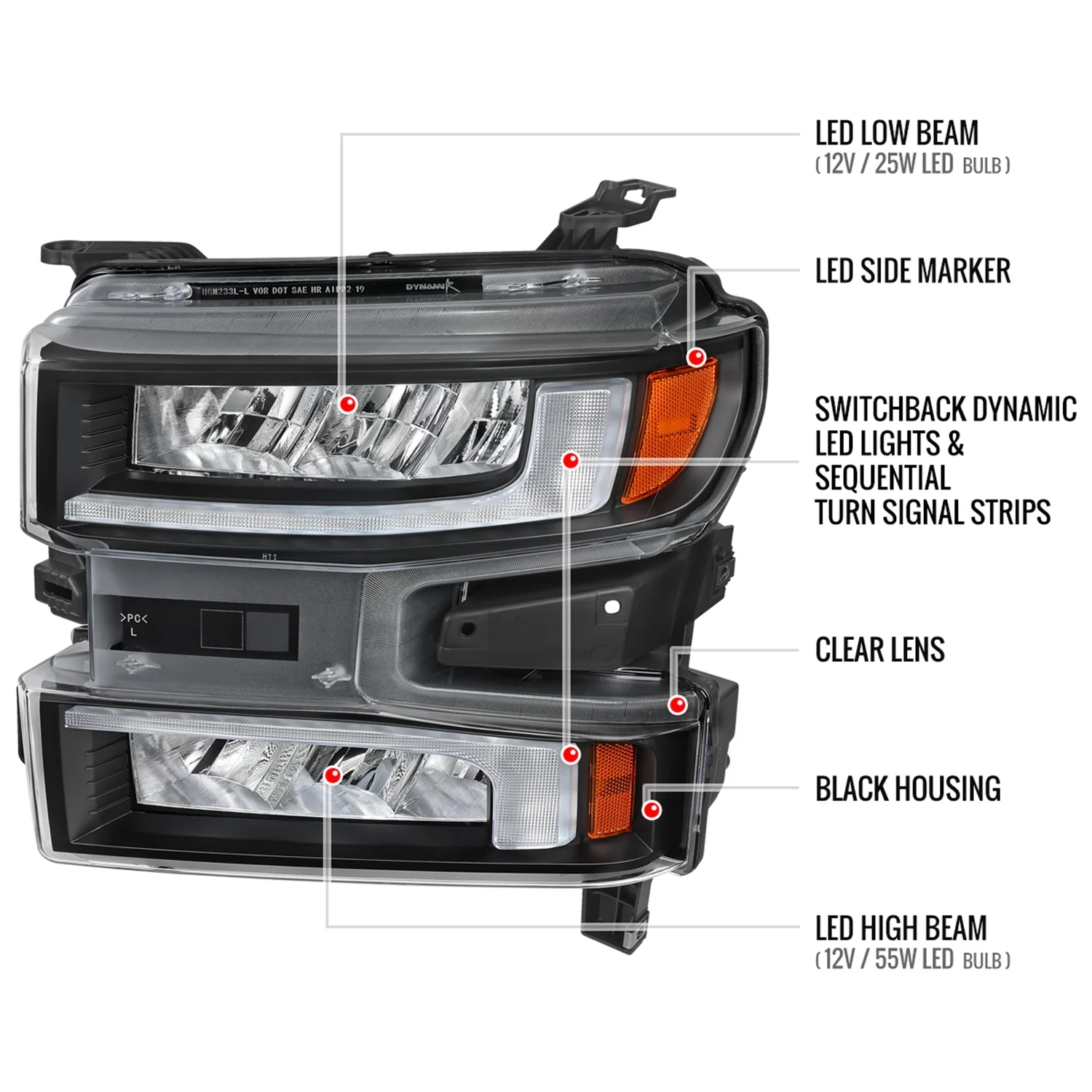 2019-2021 Chevy Silverado 1500 Full LED Projector Headlights LED Signal Black - Image 8