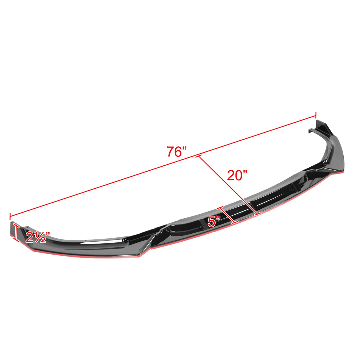 2019-2021 Honda Civic Sedan Glossy Black/Red Trim 3PC Front Bumper Lip Set - Image 2