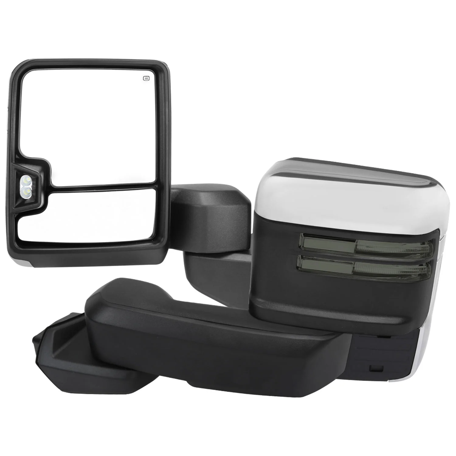 2019-2022 Chevy Silverado 1500 Heated Chrome Towing Mirrors Smoke &Turn Signal