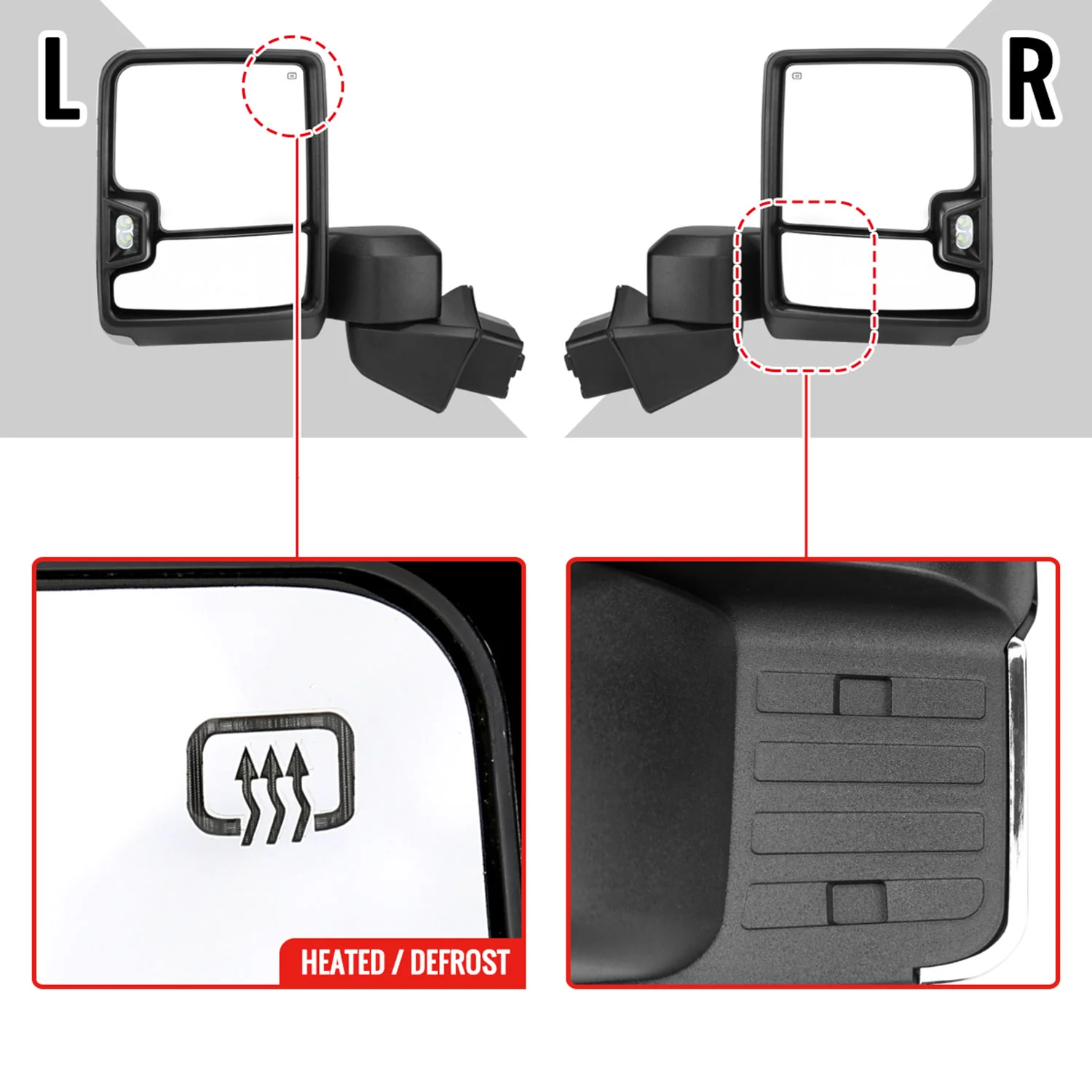 2019-2022 Chevy Silverado 1500 Heated Chrome Towing Mirrors Smoke &Turn Signal - Image 4