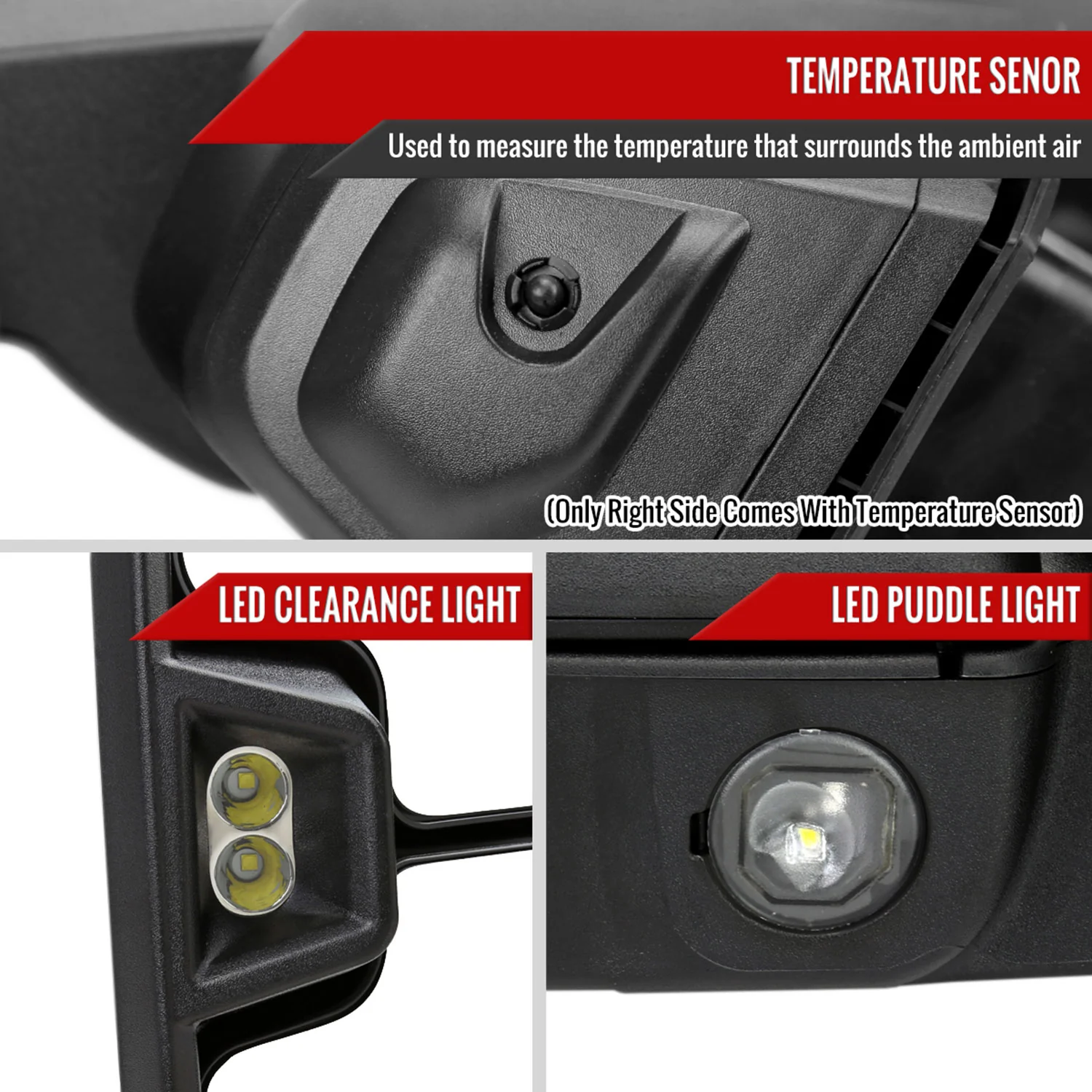 2019-2022 GMC Sierra 1500 Heated Black Towing Mirrors Smoke &Clearance Lights - Image 6
