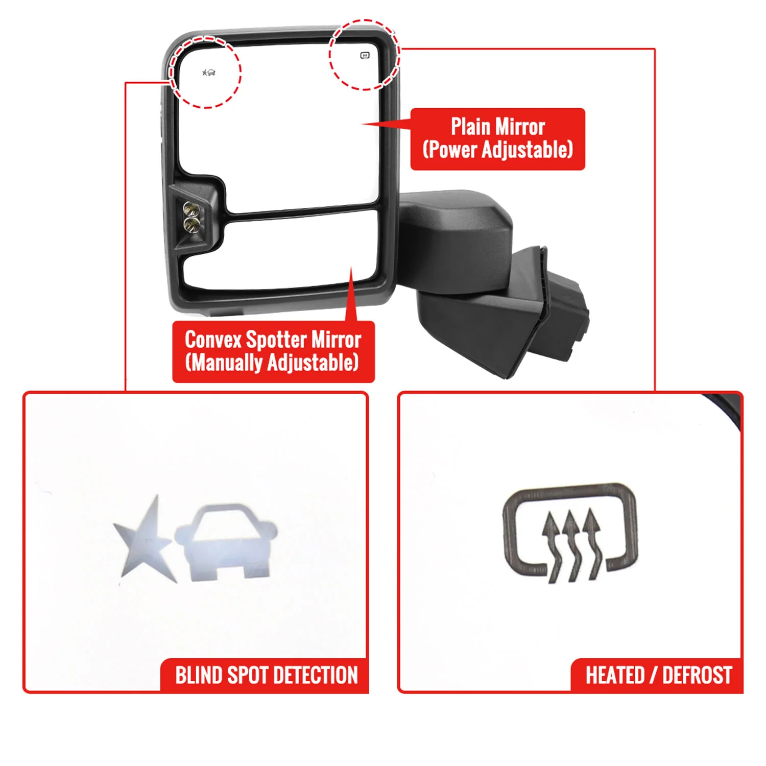 2019-2022 GMC Sierra 1500 Heated Chrome Towing Mirrors Clear Lens Turn Signal - Image 4