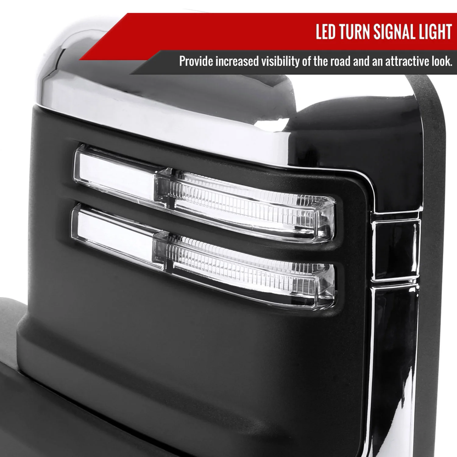 2019-2022 GMC Sierra 1500 Heated Chrome Towing Mirrors Clear Lens Turn Signal - Image 5