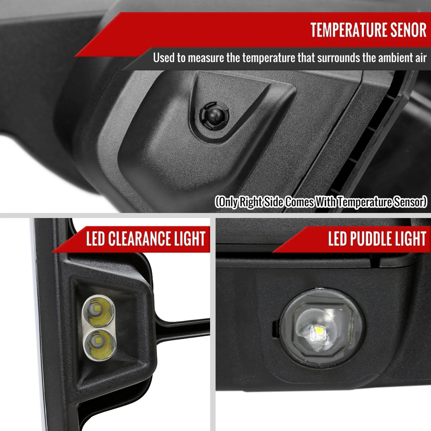 2019-2022 GMC Sierra 1500 Heated Chrome Towing Mirrors Clear Lens Turn Signal - Image 6