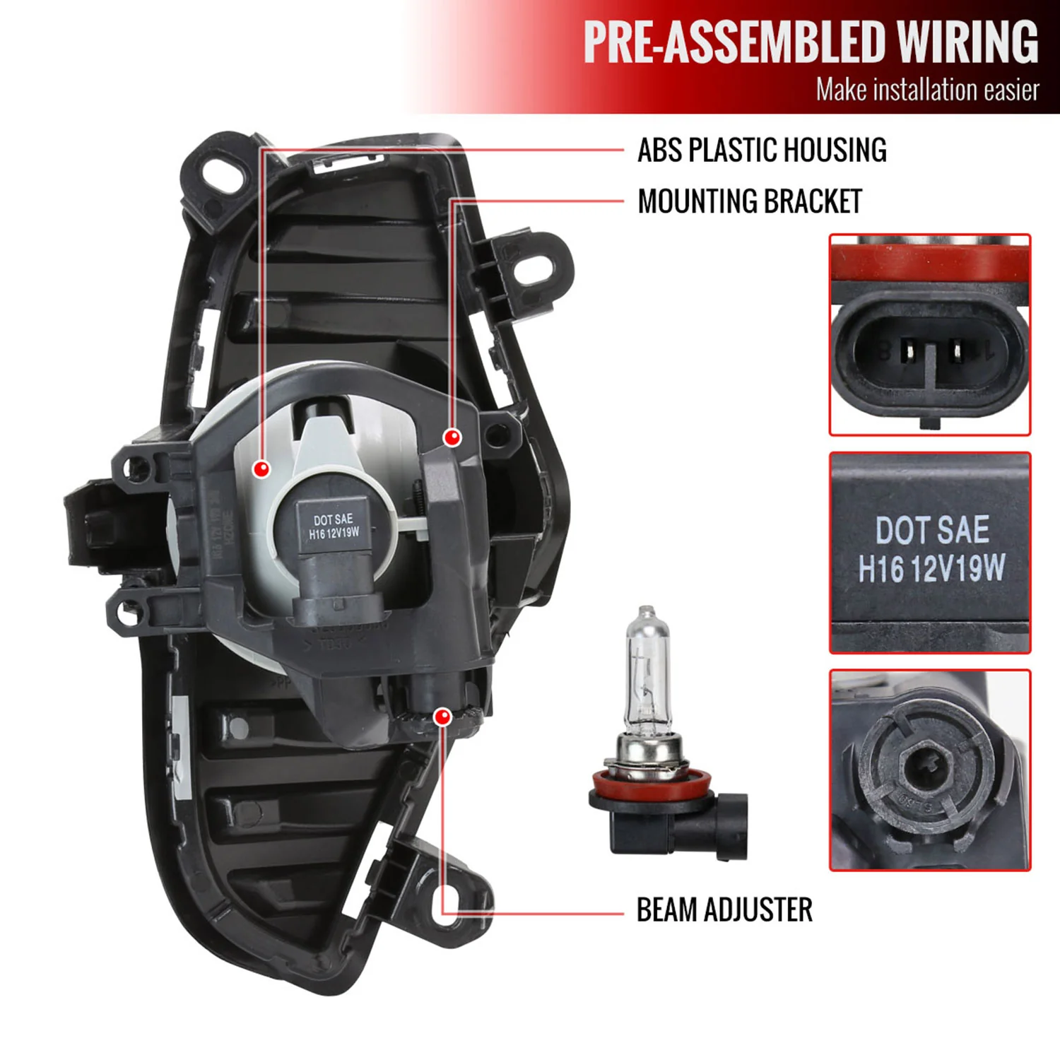 2019-2022 Toyota RAV4 H16 Fog Lights Kit Chrome Housing/Clear Lens - Image 8