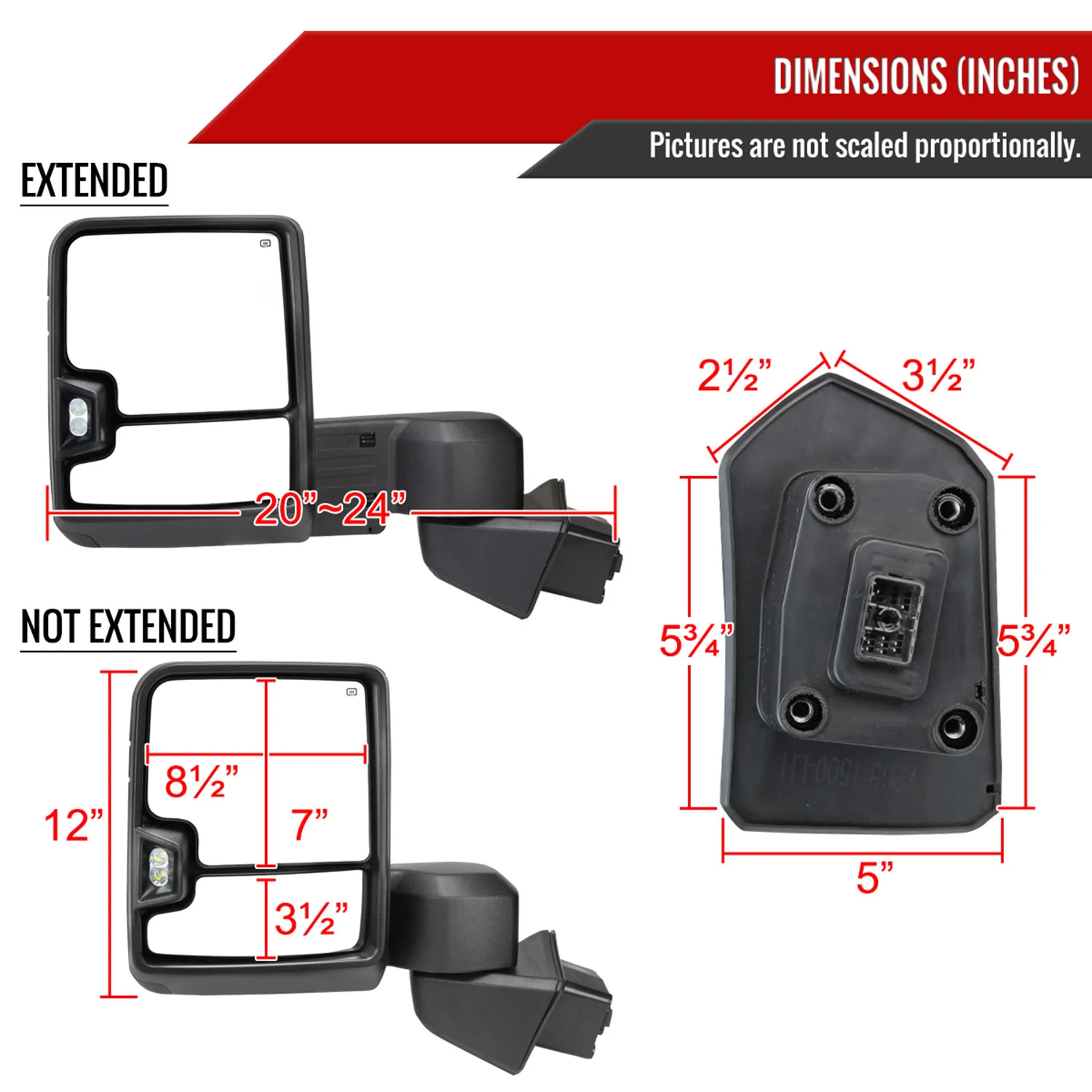 2019-2023 Chevy Silverado 1500 Heated Black Towing Mirrors Smoke & Turn Signal - Image 8