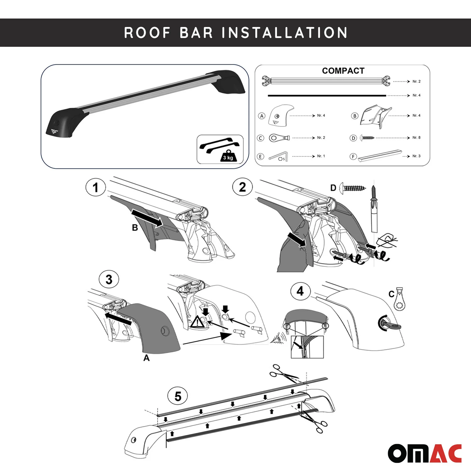 2019-2024 BMW 1 Series F40 Roof Racks Cross Bars Silver - Image 8