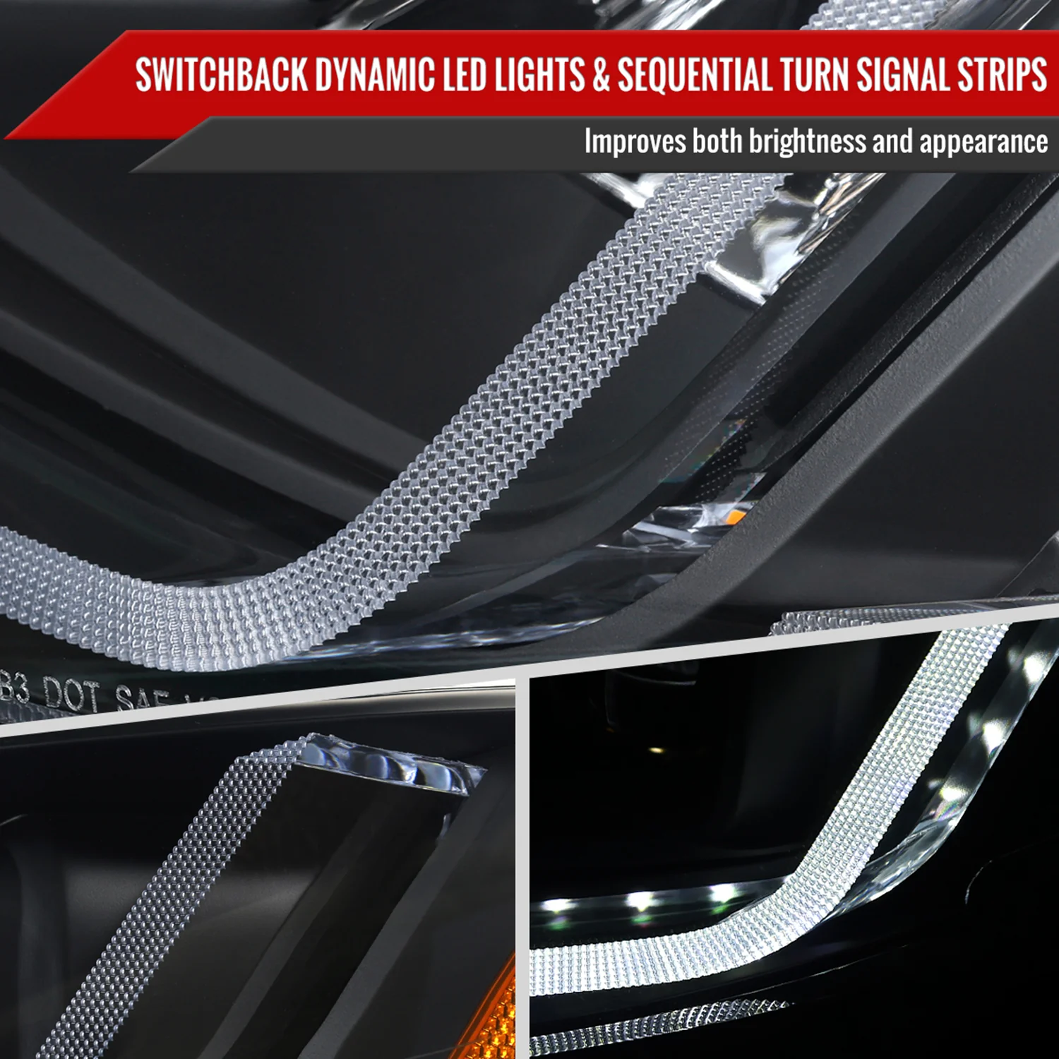 2019-2024 Chevy Malibu Full LED Projector Headlights Turn Signal Black - Image 6