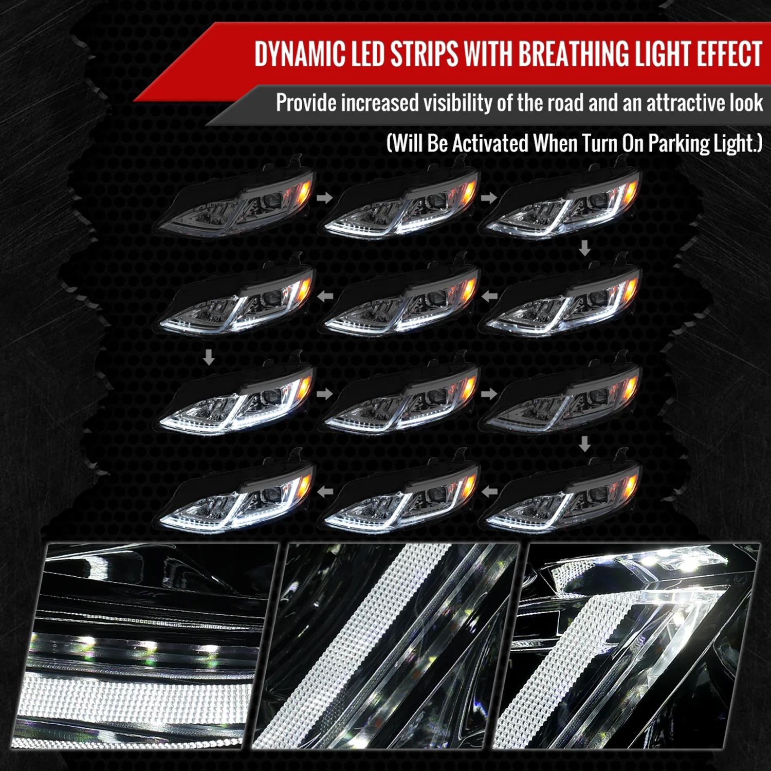 2019-2024 Chevy Malibu Full LED Projector Headlights Turn Signal Chrome - Image 2