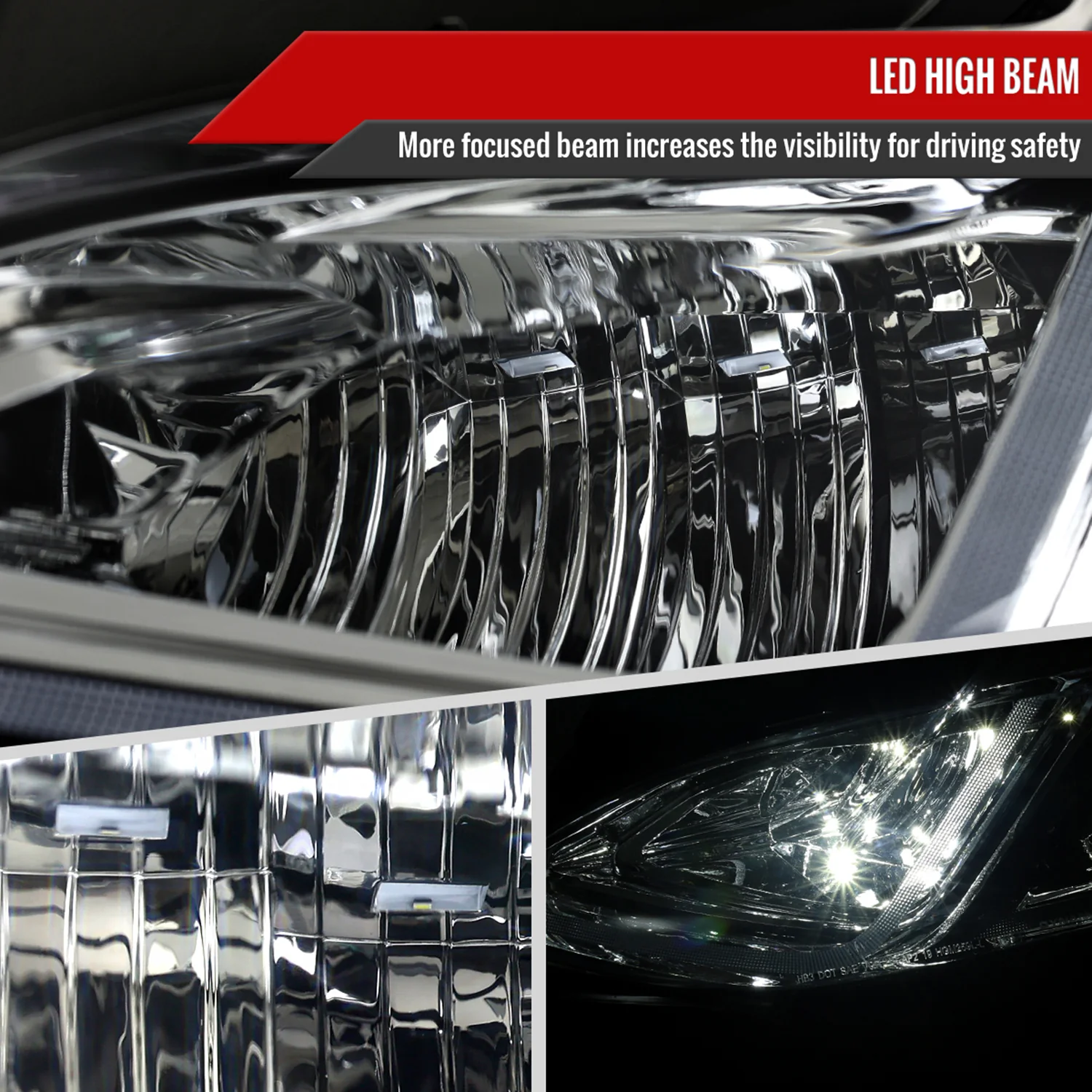 2019-2024 Chevy Malibu Full LED Projector Headlights Turn Signal Chrome - Image 5