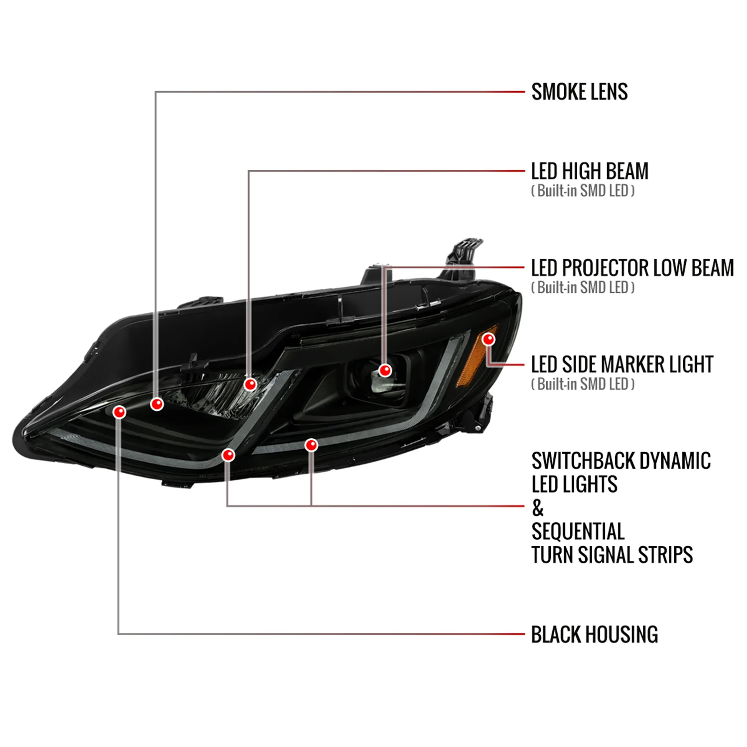 2019-2024 Chevy Malibu Full LED Projector Headlights Turn Signal Smoke - Image 8