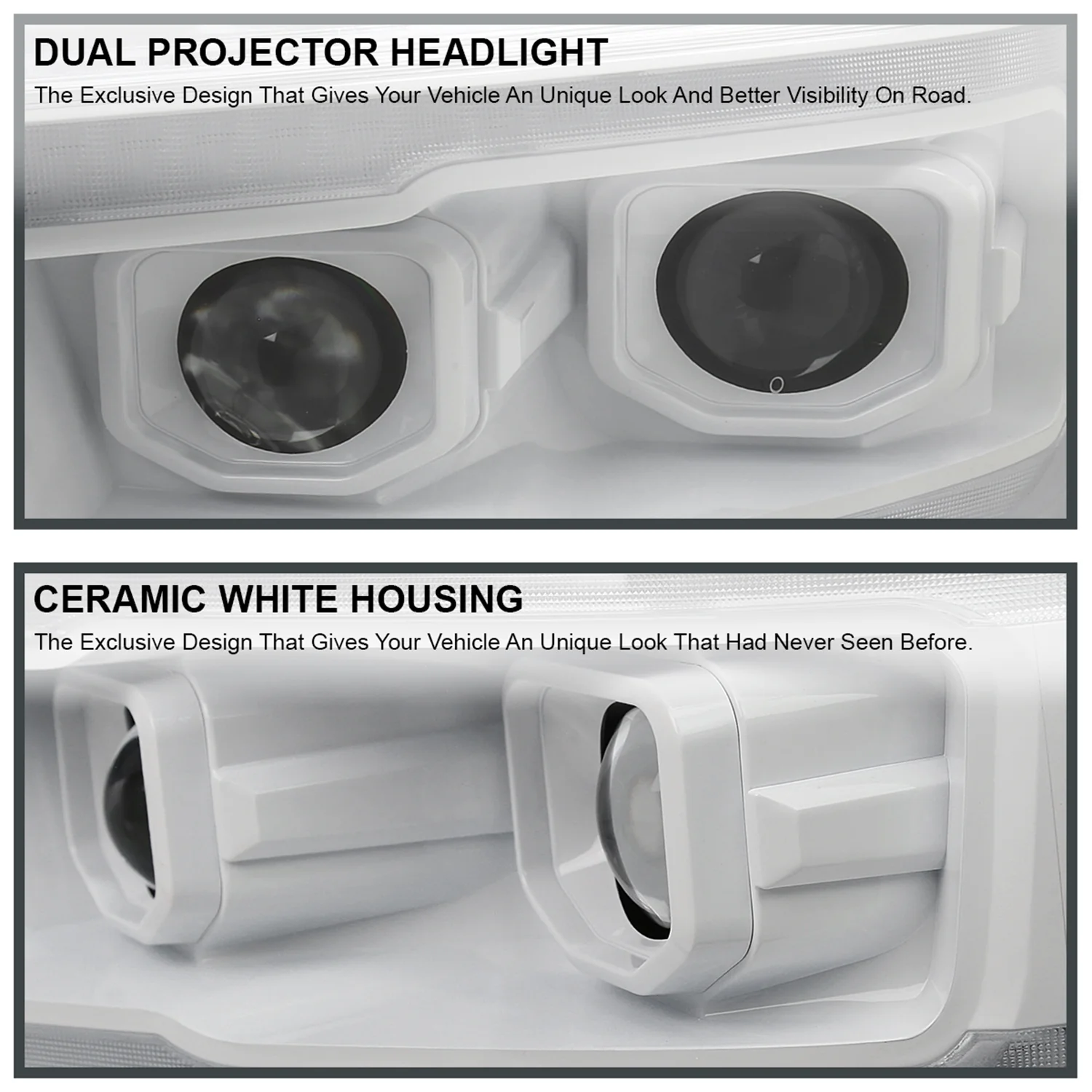 2019-2024 Dodge RAM 1500 LED Turn Signal Projector Headlights White Housing - Image 3