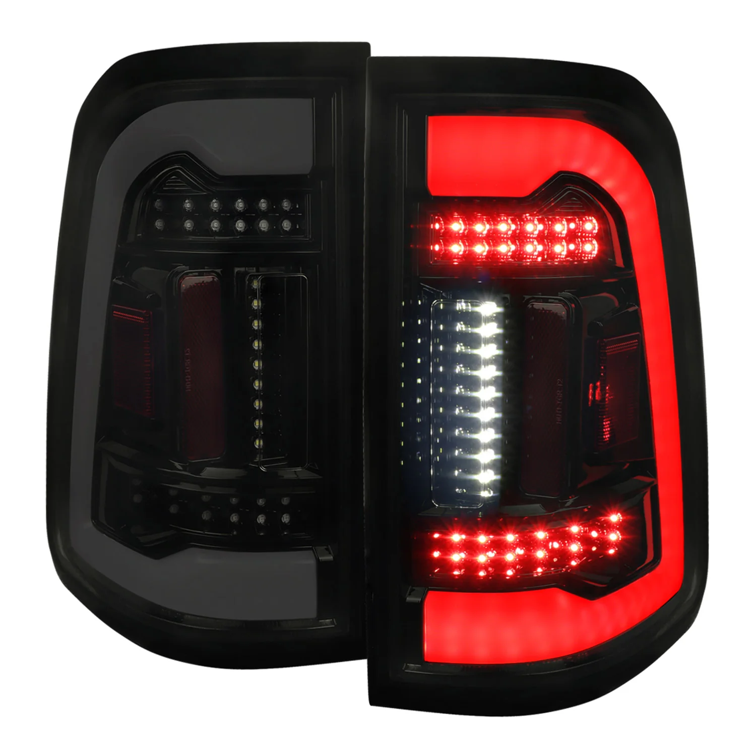 2019-2024 Dodge RAM 1500 White LED Bar Tail Lights Glossy Black/Smoke Lens