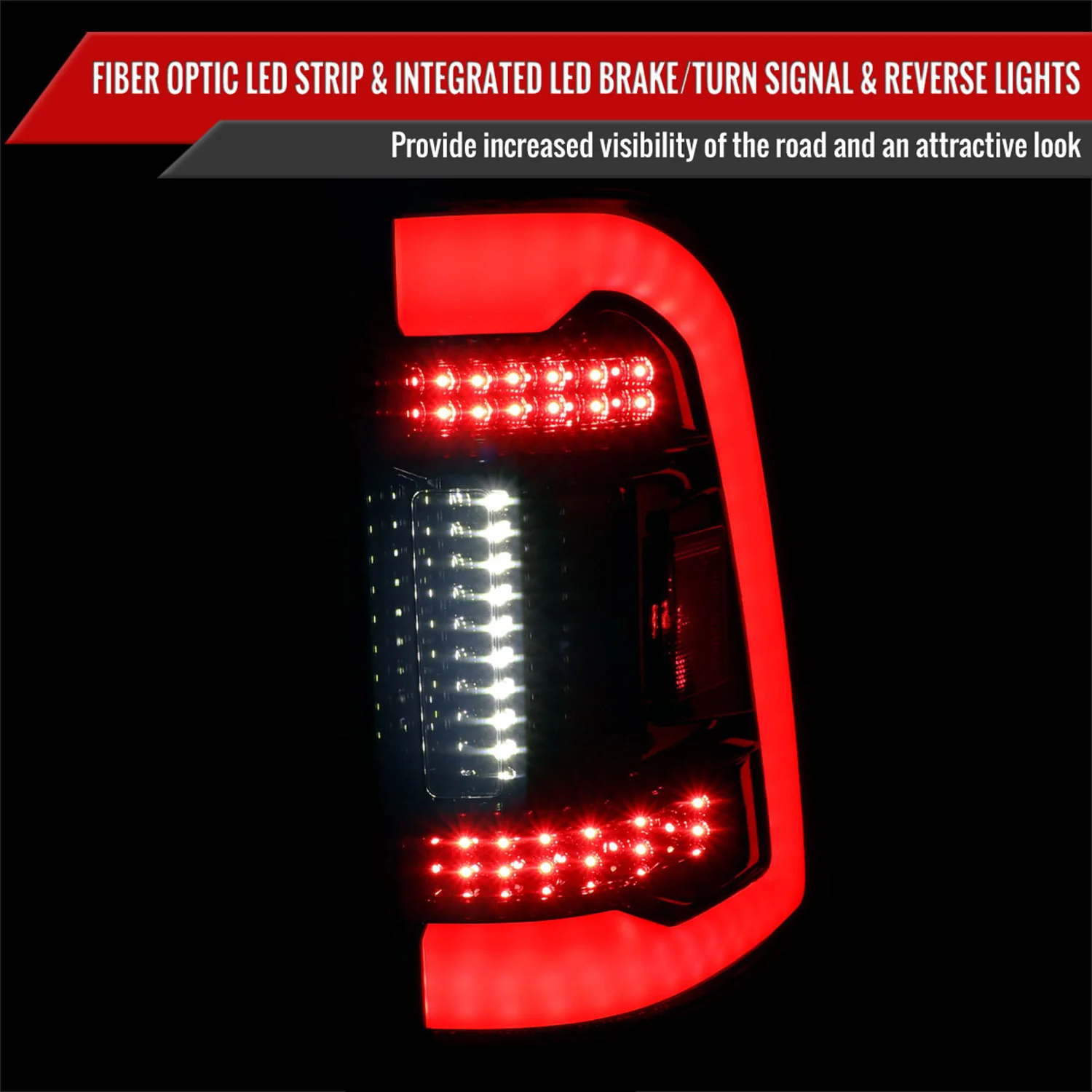2019-2024 Dodge RAM 1500 White LED Bar Tail Lights Glossy Black/Smoke Lens - Image 2