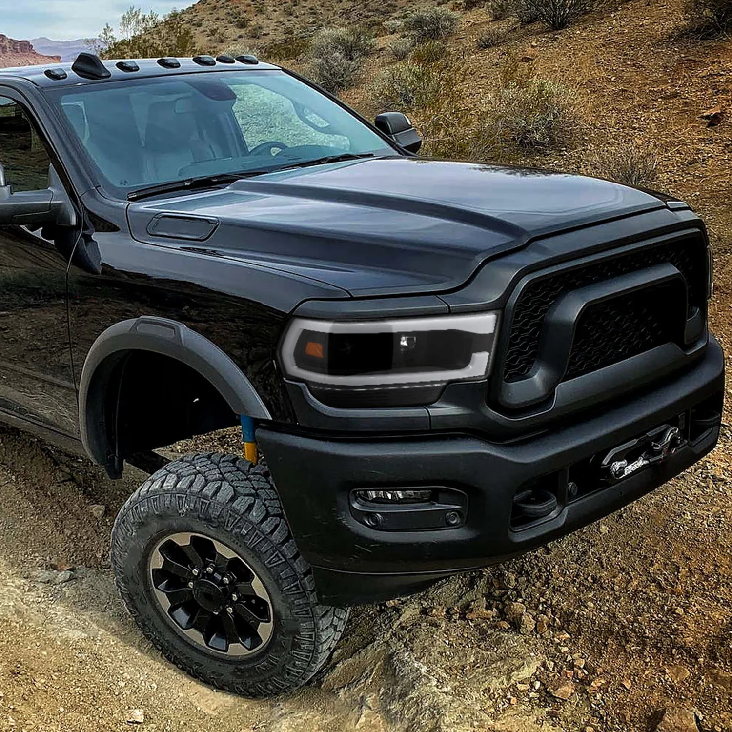 2019-2024 Dodge RAM 2500/3500/4500/5500 LED Tube Projector Headlights Black - Image 10