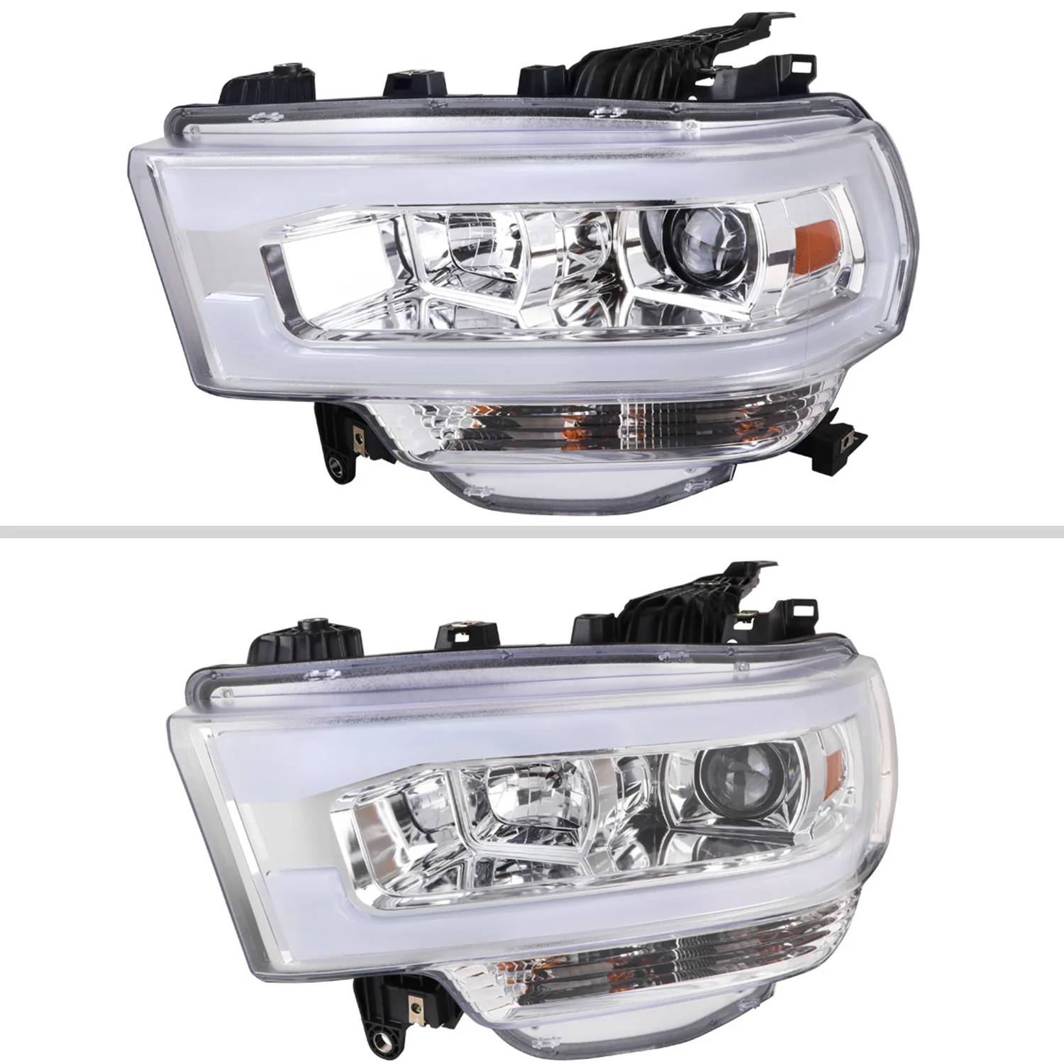 2019-2024 Dodge RAM 2500/3500/4500/5500 LED Tube Projector Headlights Chrome - Image 2