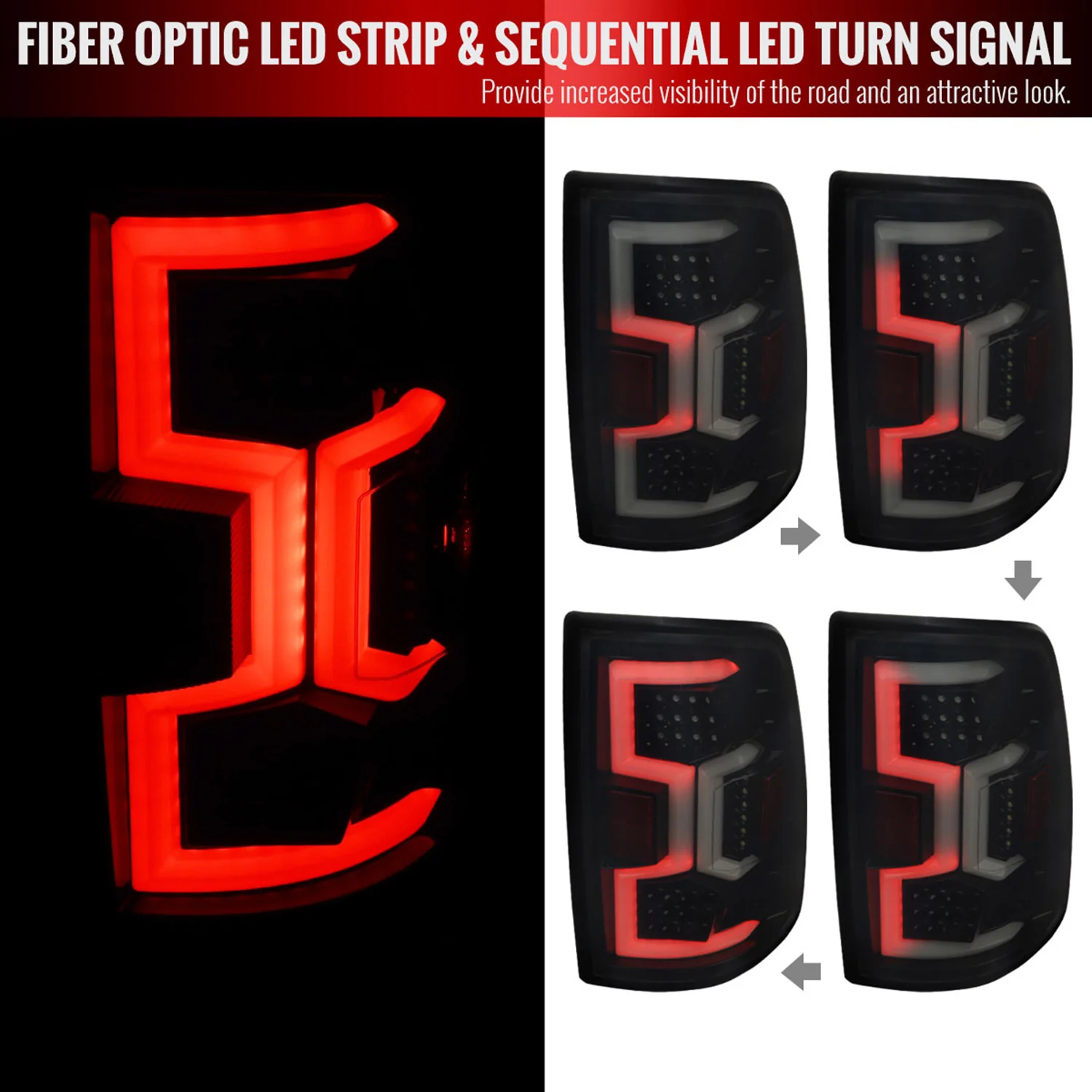 2019-2024 Dodge RAM 2500/3500 LED Signal Tail Lights Glossy Black/Dark Smoke - Image 2