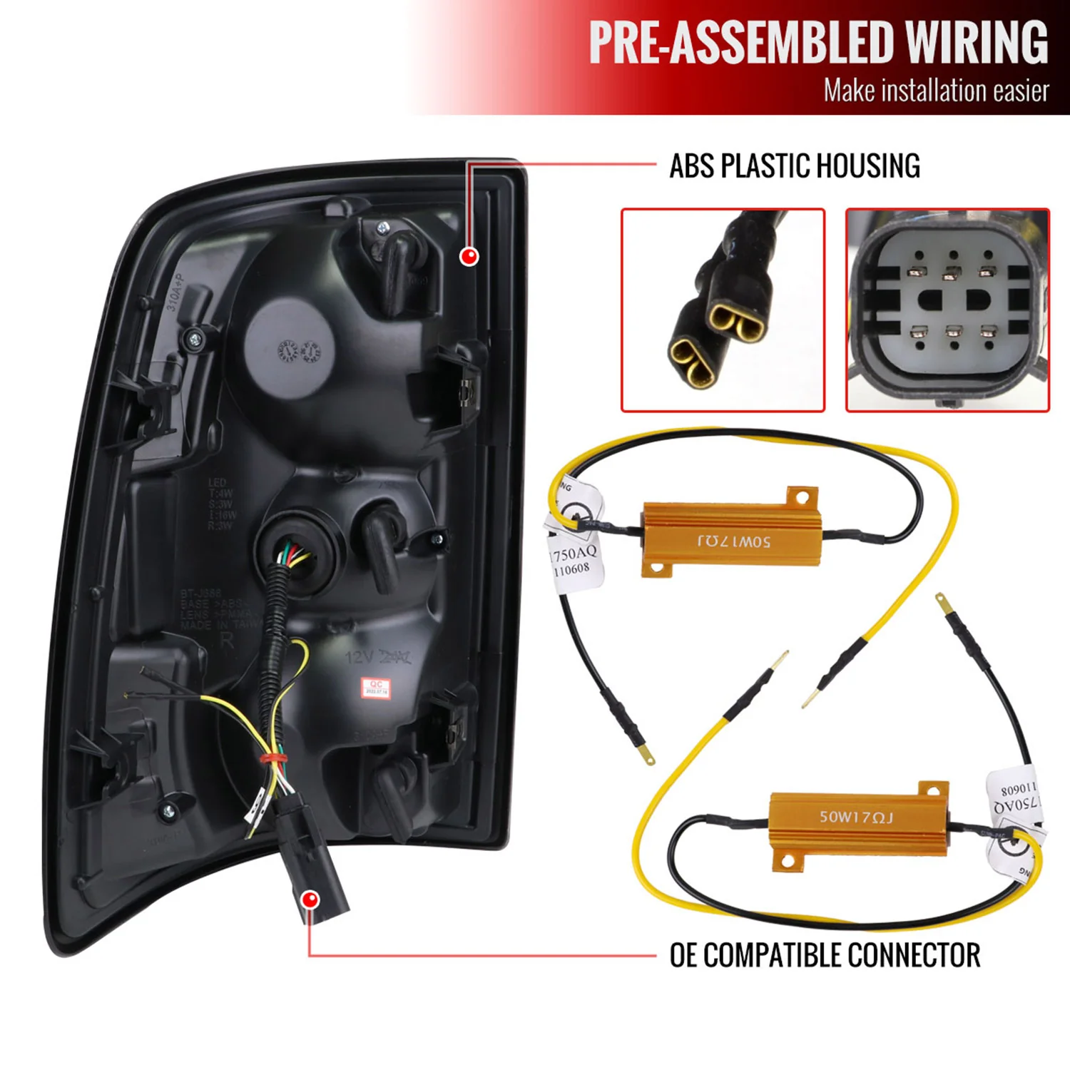 2019-2024 Dodge RAM 2500/3500 LED Signal Tail Lights Glossy Black/Dark Smoke - Image 7
