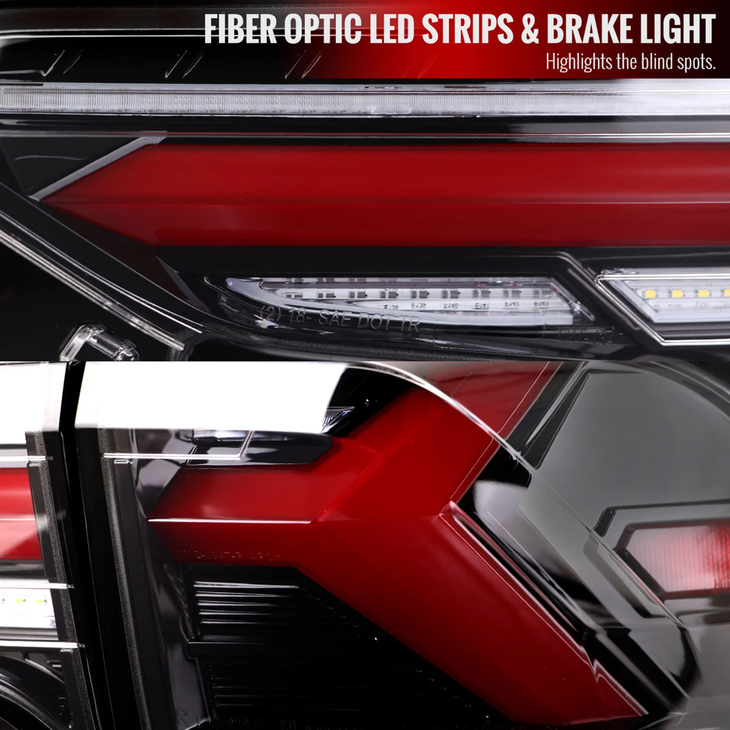 2019-2024 Toyota RAV4 Red LED Bar Signal Tail Lights Jet Black/Clear - Image 5