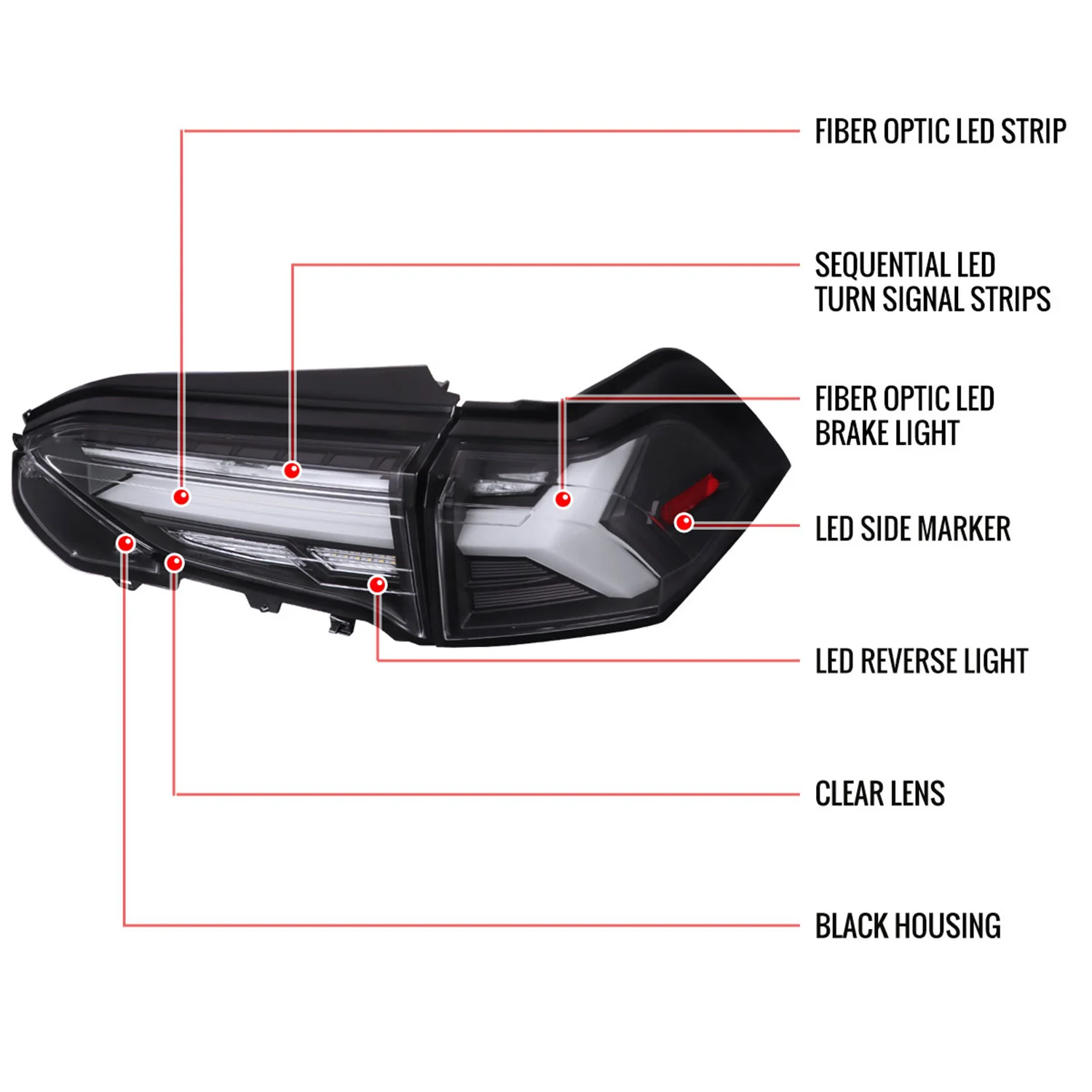2019-2024 Toyota RAV4 White LED Bar Signal Tail Lights Matt Black/Clear - Image 9