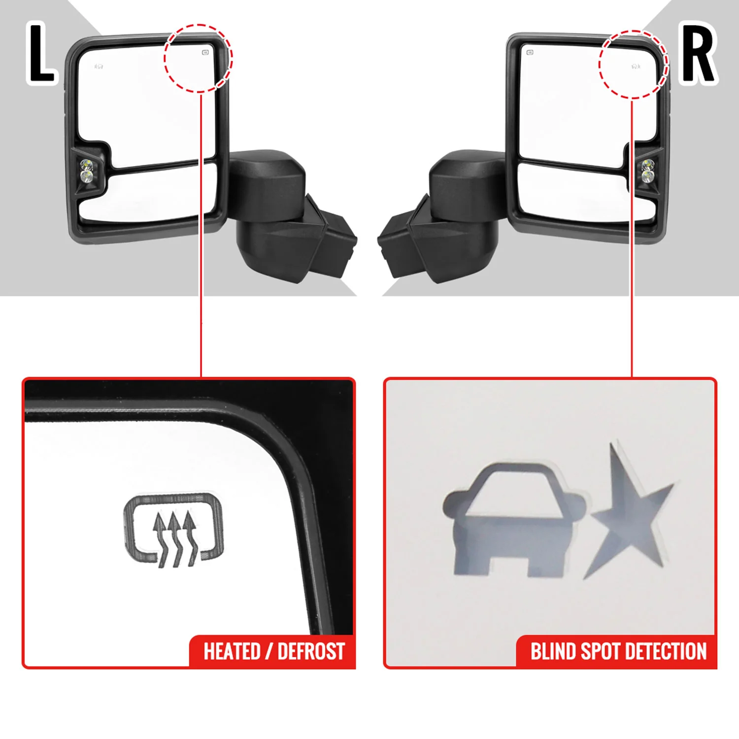 2020-2024 Chevy Silverado/GMC Sierra 2500HD/3500HD Heated Black Towing Mirrors - Image 4