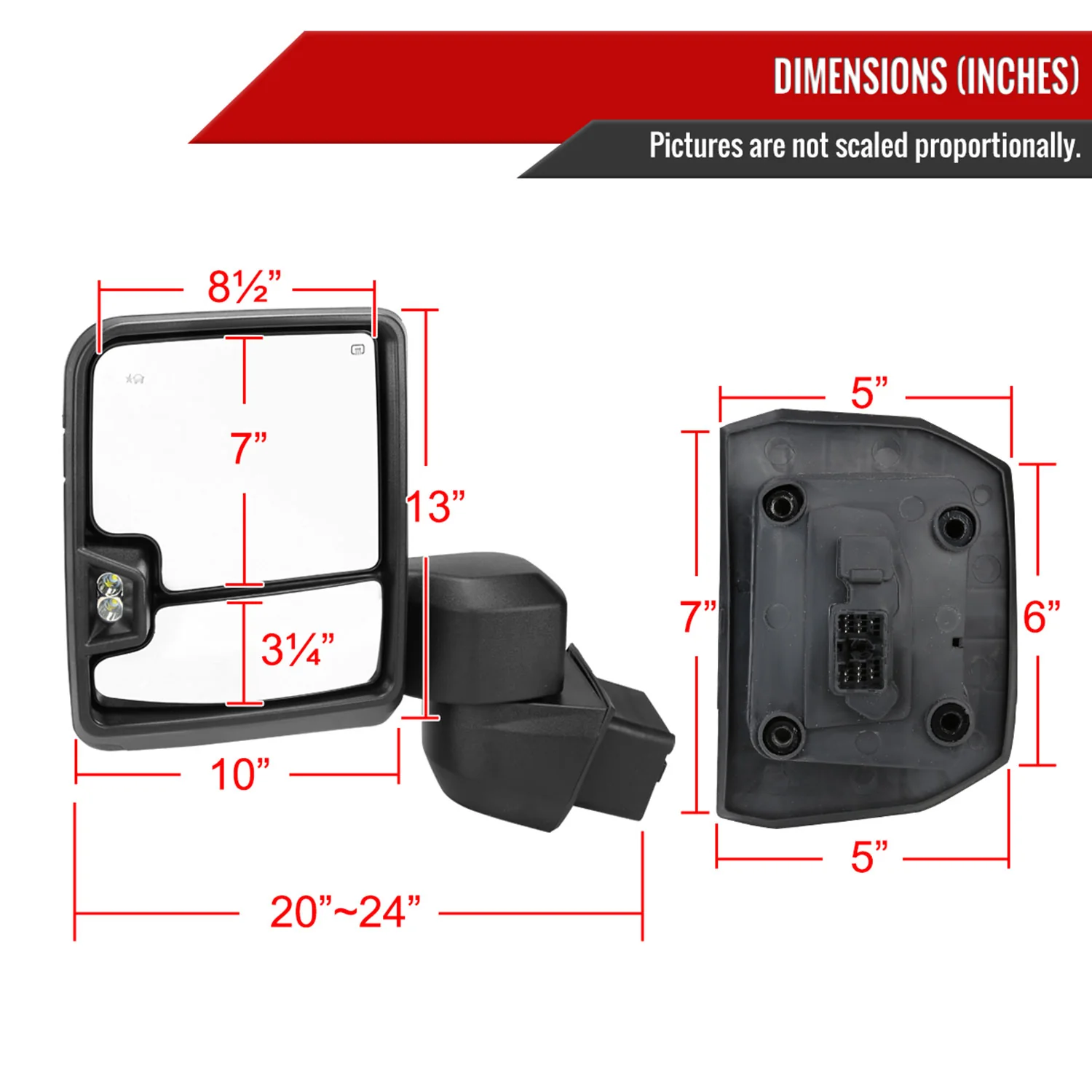 2020-2024 Chevy Silverado /Sierra 2500HD/3500HD Heated Towing Mirrors Smoke - Image 8