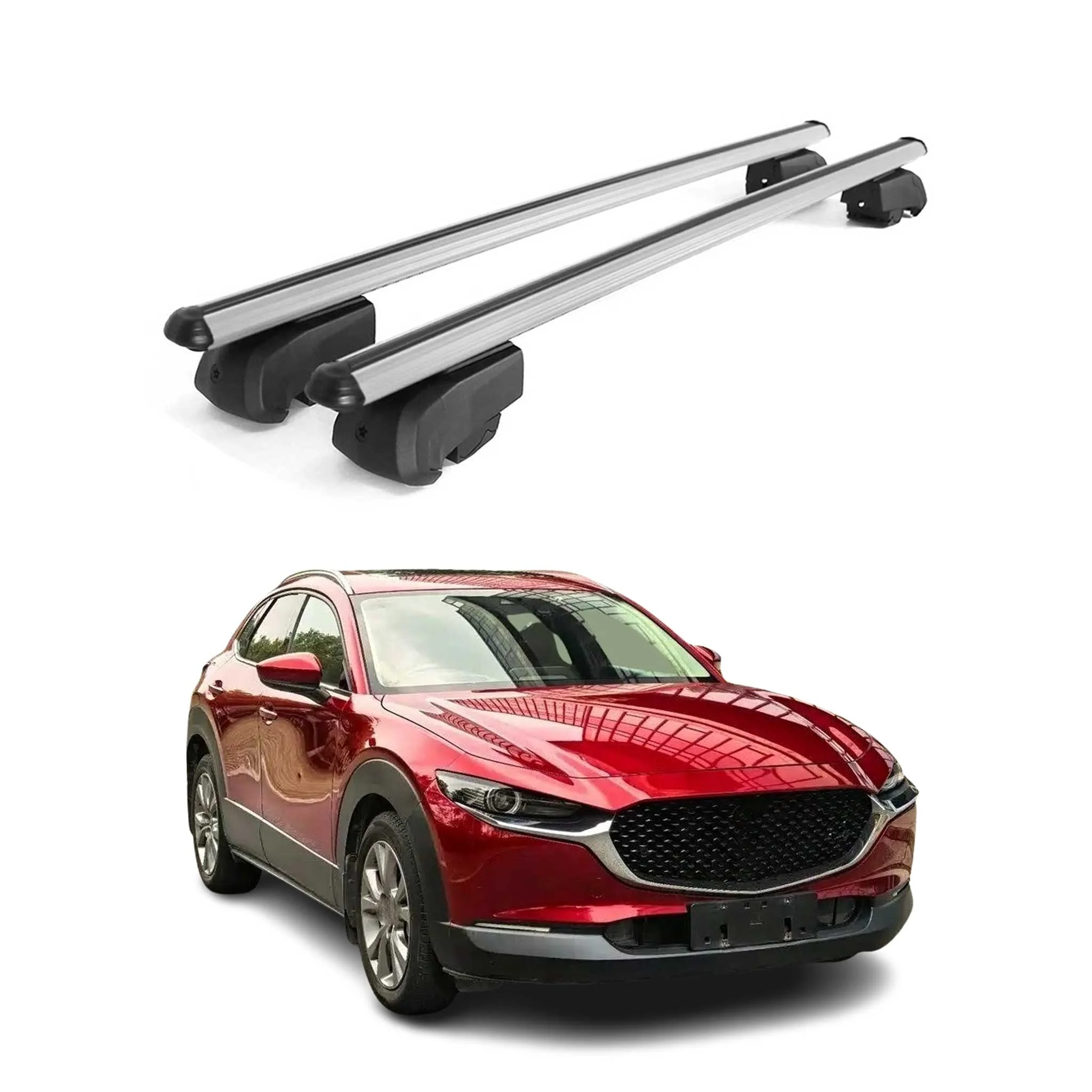 2020-2026 Mazda CX-30 Roof Rack Cross Bars Luggage Carrier Alu Silver 2 Pcs