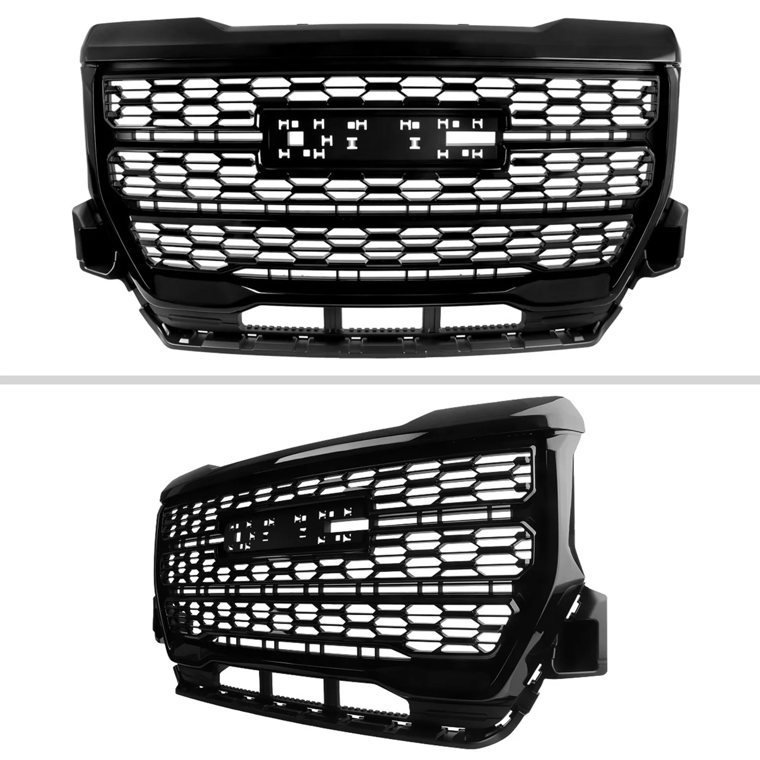 2021-2022 GMC Canyon Glossy Black Denali Style Front Upper Mesh Hood Grille - Image 2