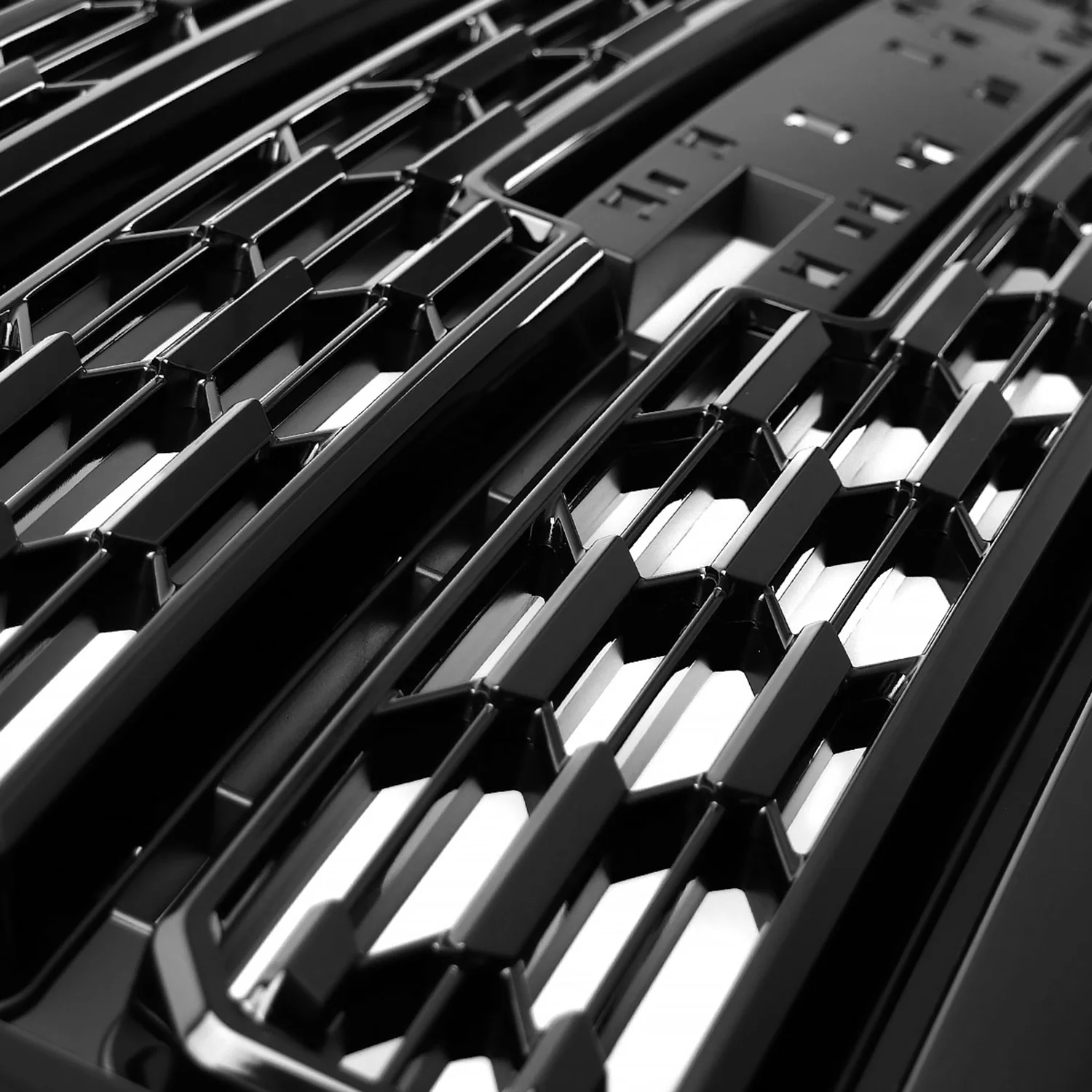 2021-2022 GMC Canyon Glossy Black Denali Style Front Upper Mesh Hood Grille - Image 4