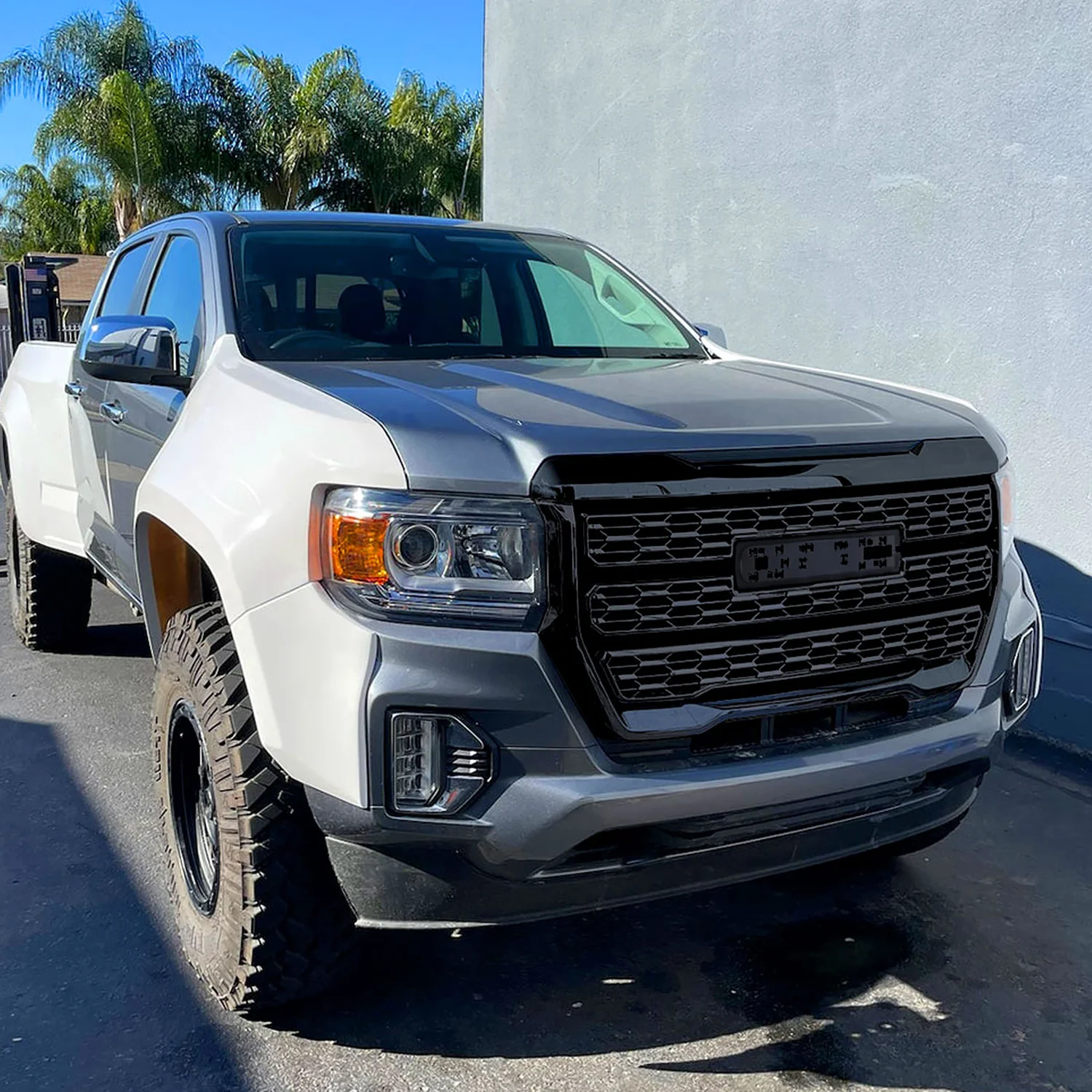 2021-2022 GMC Canyon Glossy Black Denali Style Front Upper Mesh Hood Grille - Image 9