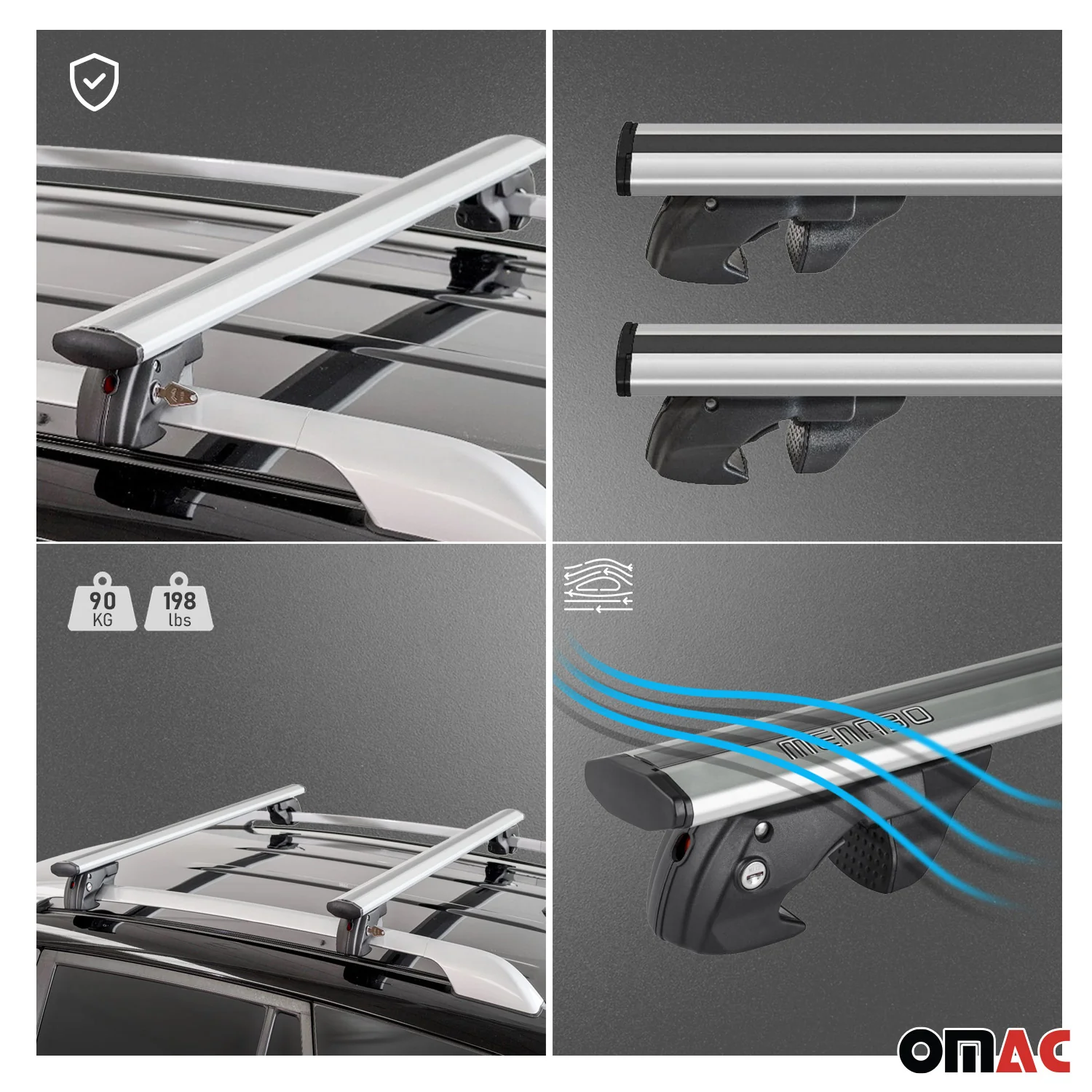 2025-2026 GMC Terrain Roof Rack Cross Bars Luggage Carrier Gray 2Pcs - Image 7
