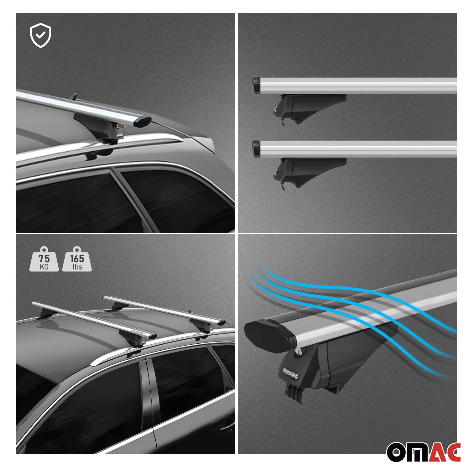 2025-2026 Infiniti QX80 Roof Rack Cross Bars Luggage Carrier Silver 2Pcs - Image 4