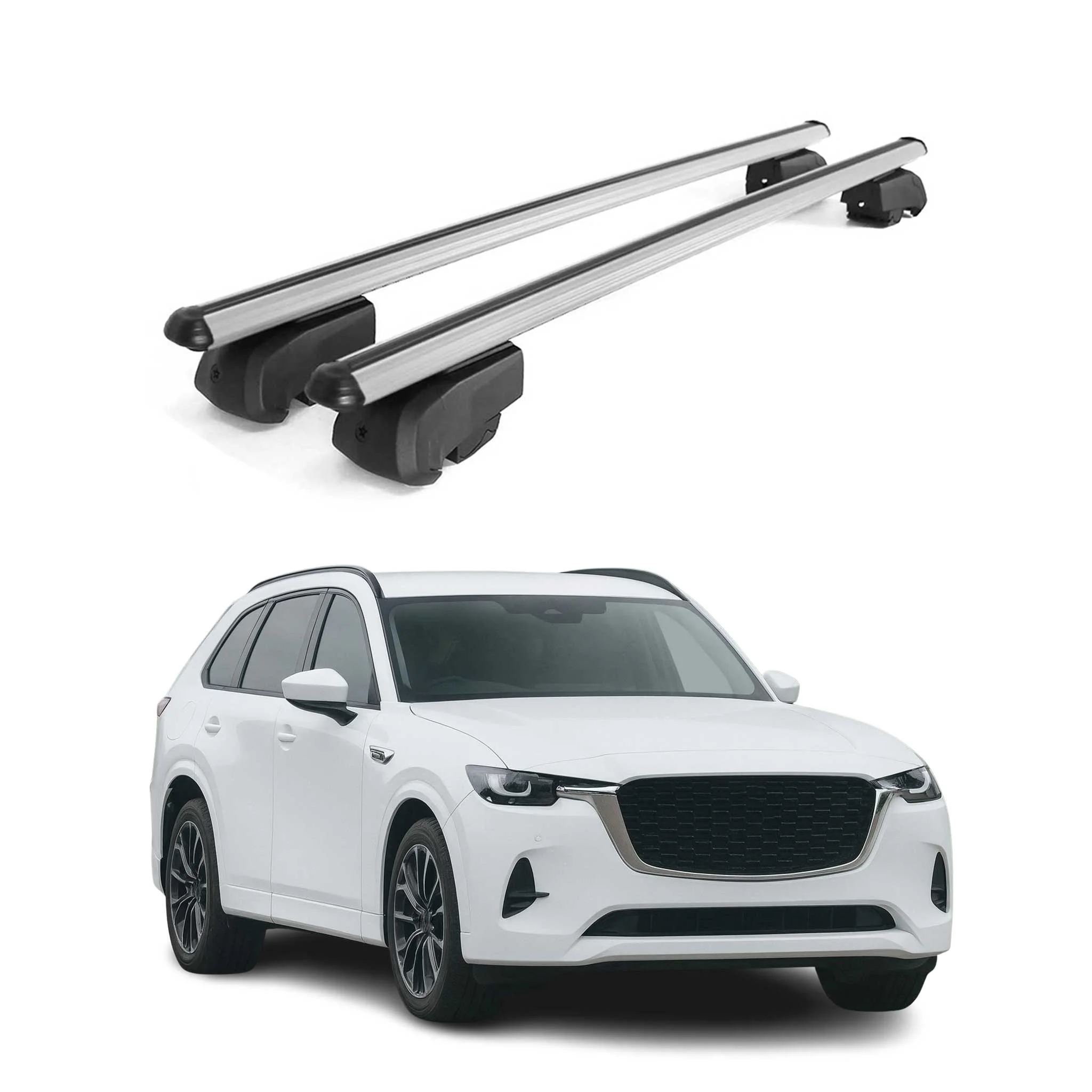 2025-2026 Mazda CX-70 Roof Rack Cross Bars Luggage Carrier Alu Silver 2Pcs