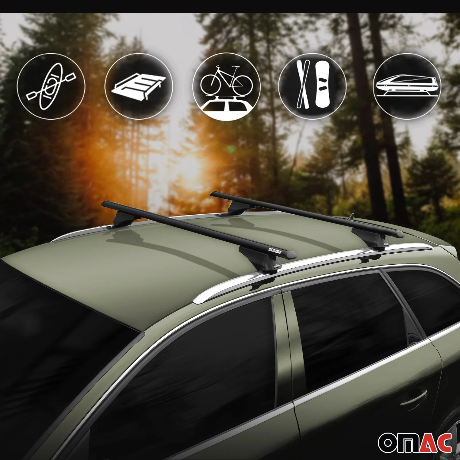 2025-2026 Mazda CX-70 Roof Rack Cross Bars Luggage Carrier Black 2Pcs - Image 5
