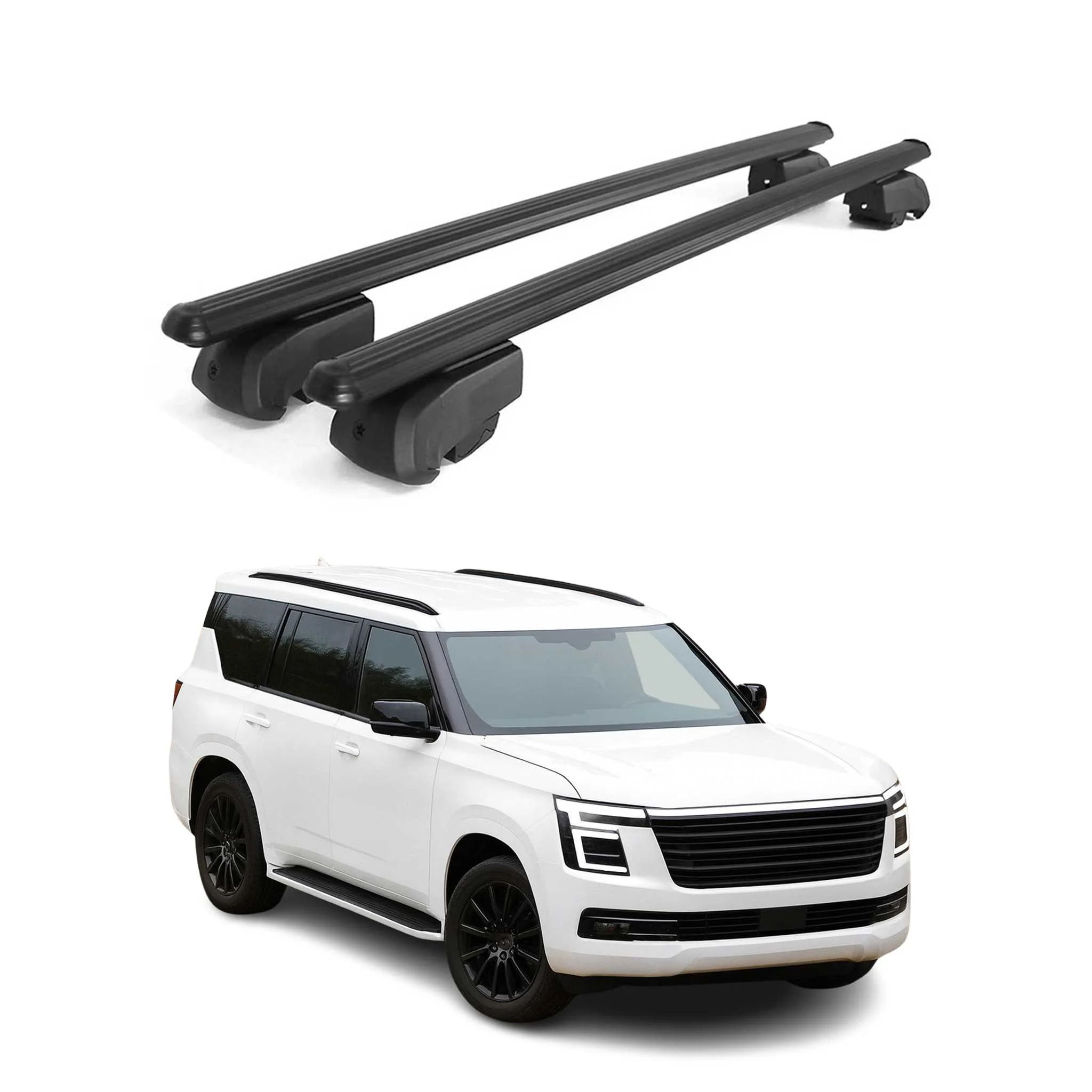 2025-2026 Nissan Armada Roof Rack Cross Bars Luggage Carrier Alu Black 2x