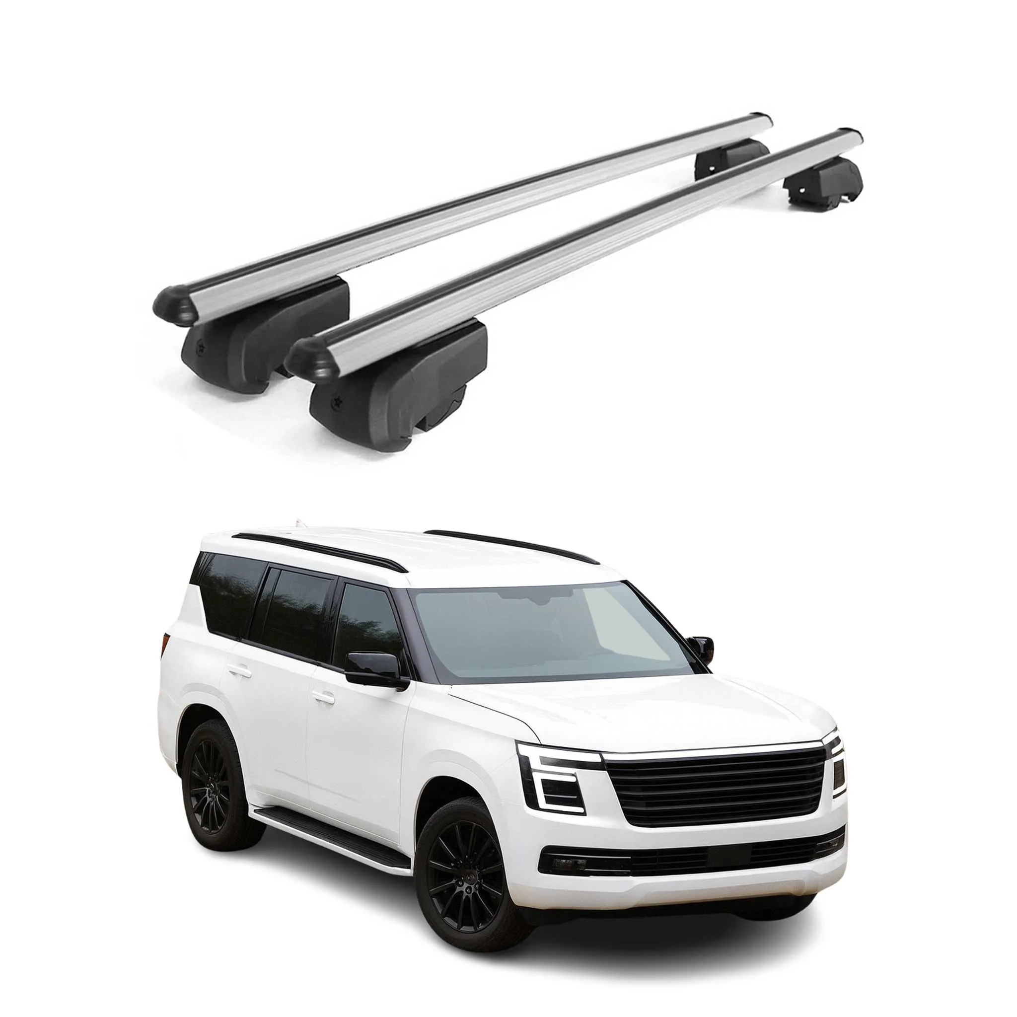 2025-2026 Nissan Armada Roof Rack Cross Bars Luggage Carrier Alu Silver 2Pcs